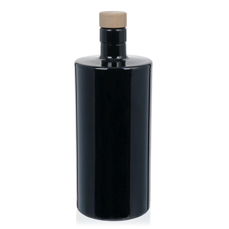 700 ml Bottiglia di vetro 'Carla', nero, imboccatura: fascetta