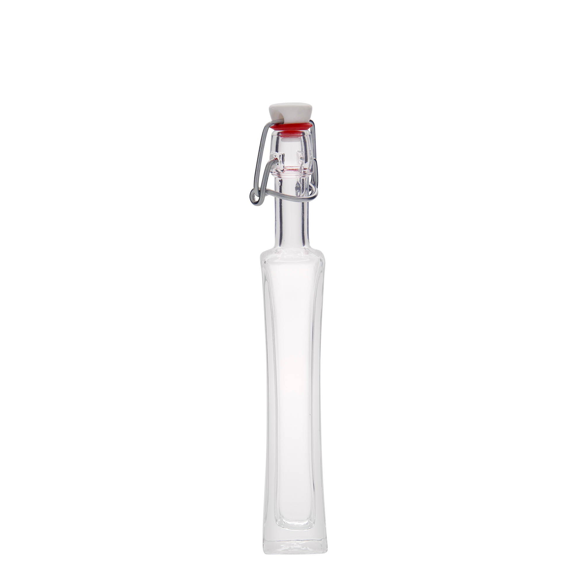 Bottiglia di vetro da 40 ml 'Koko', quadrata, bocca: chiusura a leva Bottiglia di vetro da 40 ml 'Koko', quadrata, bocca: chiusura a leva