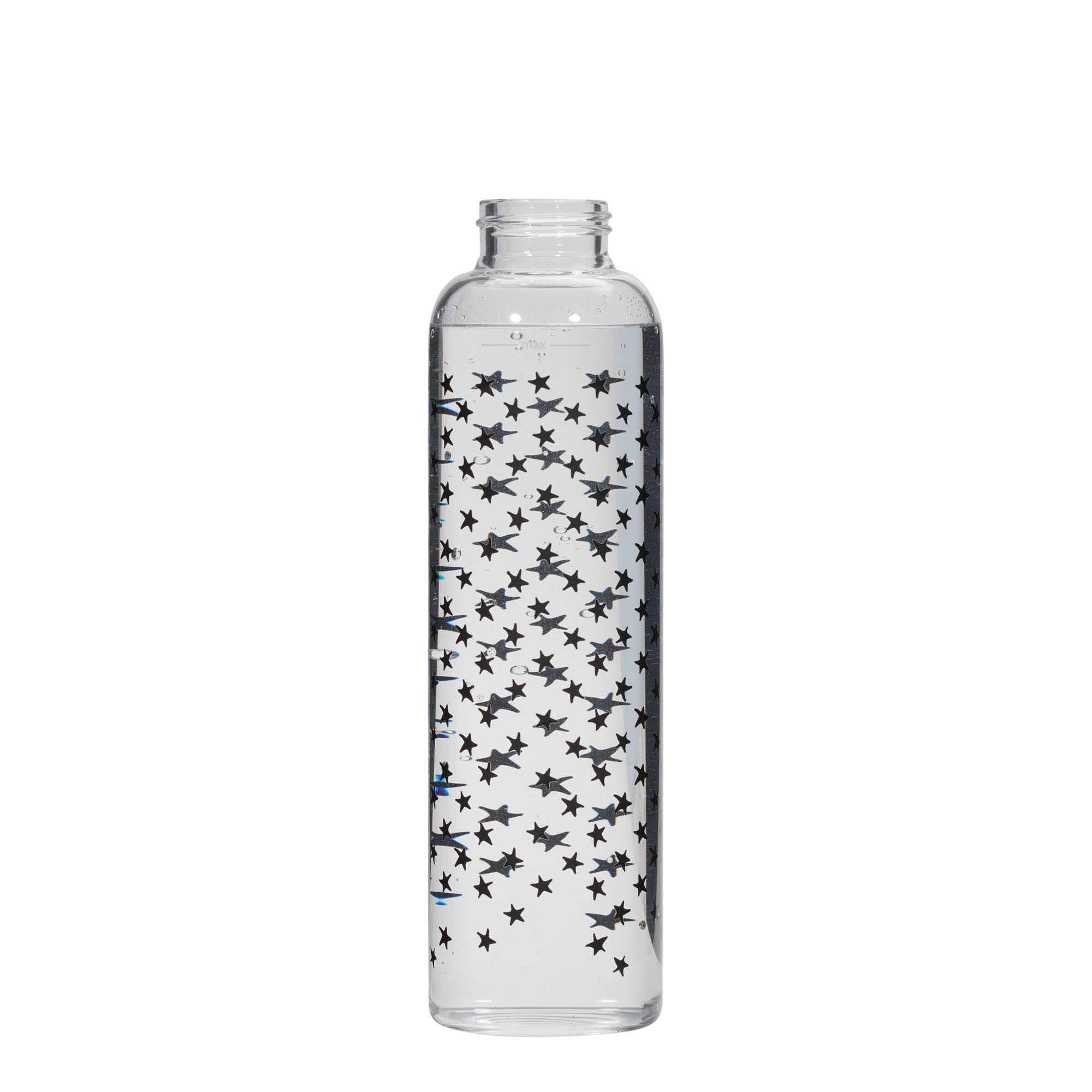 500 ml Borraccia 'Perseus', motivo: Stelle nere, vetro, imboccatura: a vite