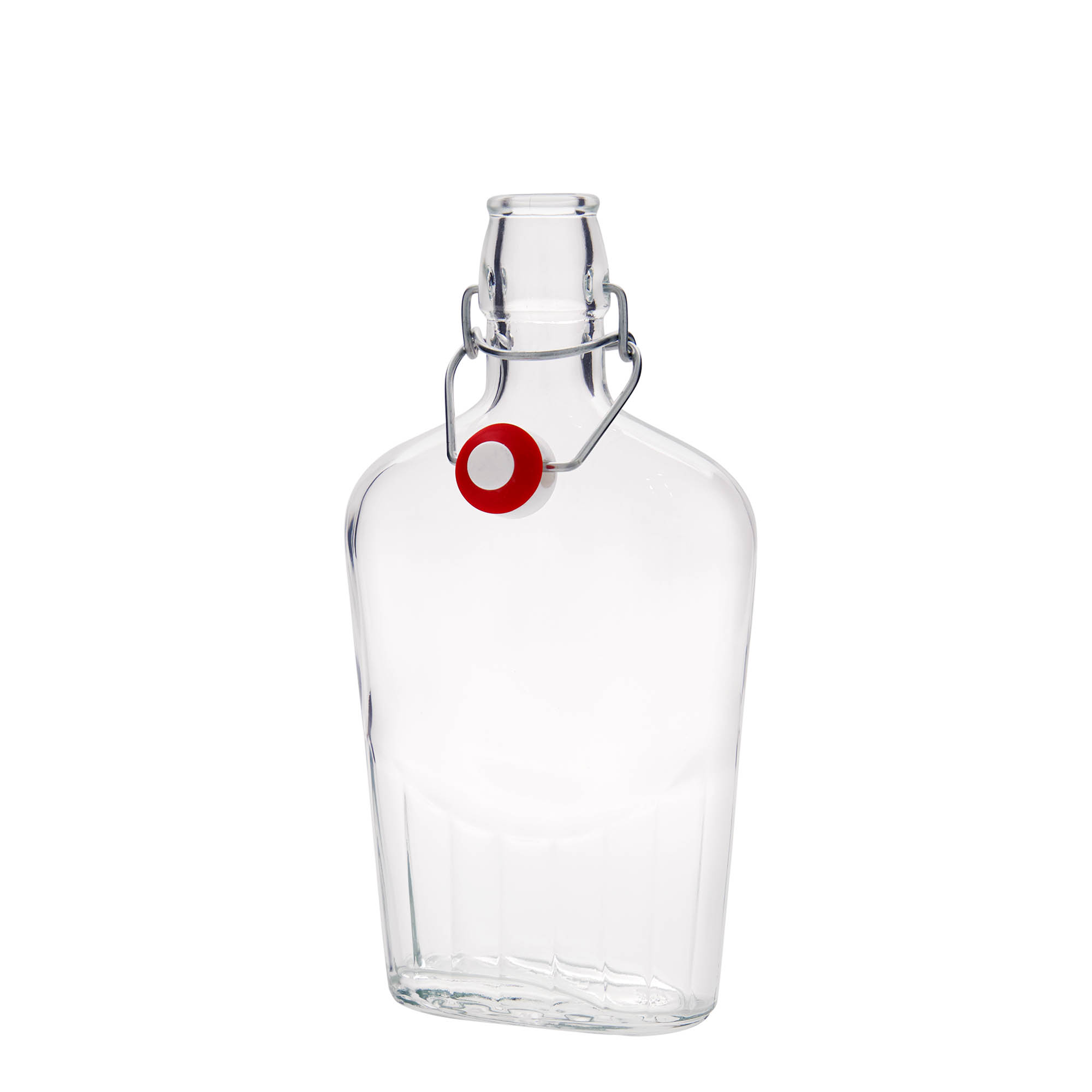Bottiglia di vetro da 500 ml 'Fiaschetta', ovale, bocca: chiusura a leva Bottiglia di vetro da 500 ml 'Fiaschetta', ovale, bocca: chiusura a leva