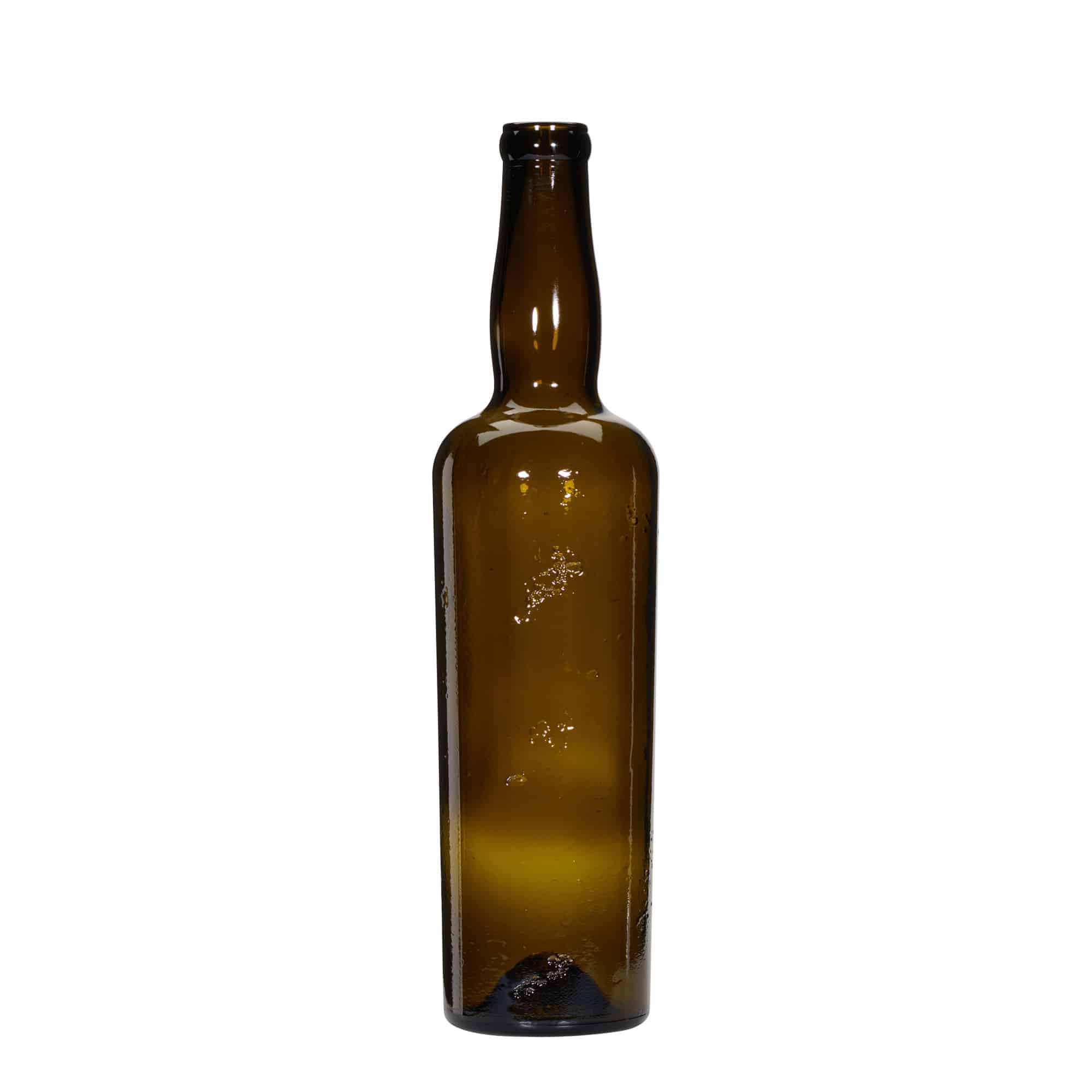 750 ml bottiglia di vetro artigianale 'Siroco', marrone, bocca: sughero