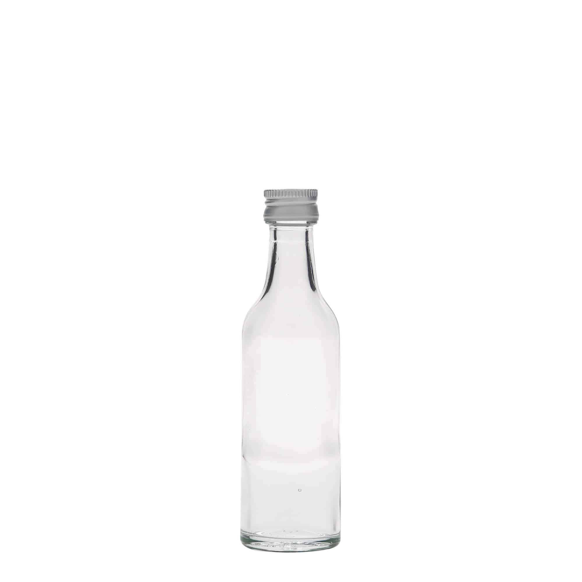 50 ml Bottiglia di vetro a collo dritto, imboccatura: PP 18