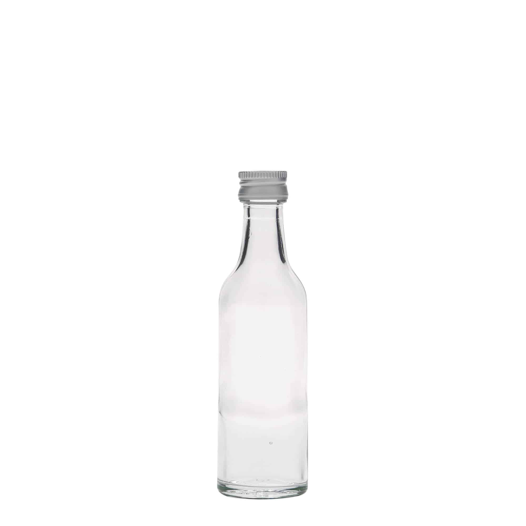 Bottiglia di vetro da 50 ml con collo dritto, bocca: PP 18