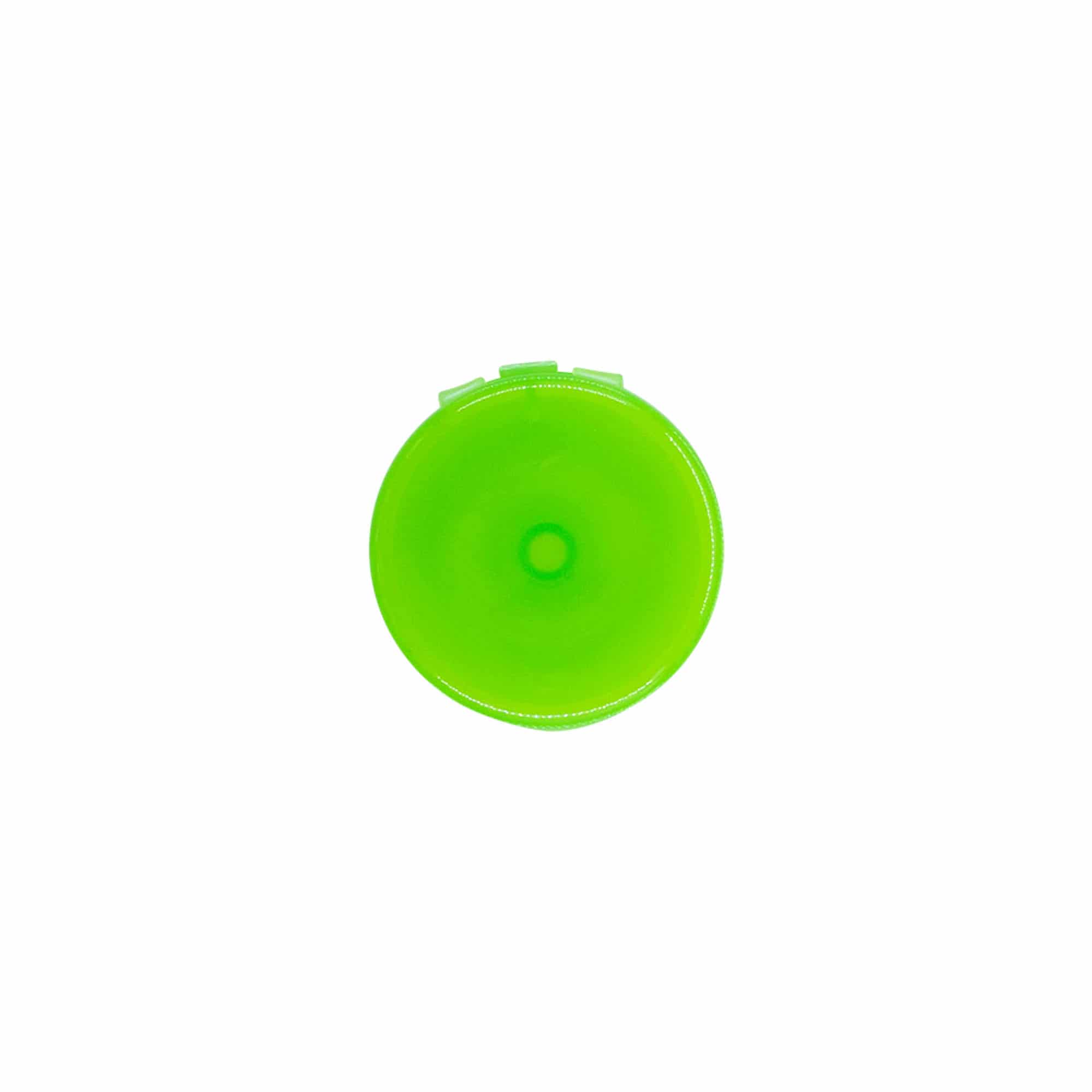 Tappo a vite con cerniera a ribalta, plastica PP, verde, per bocca: 24/410