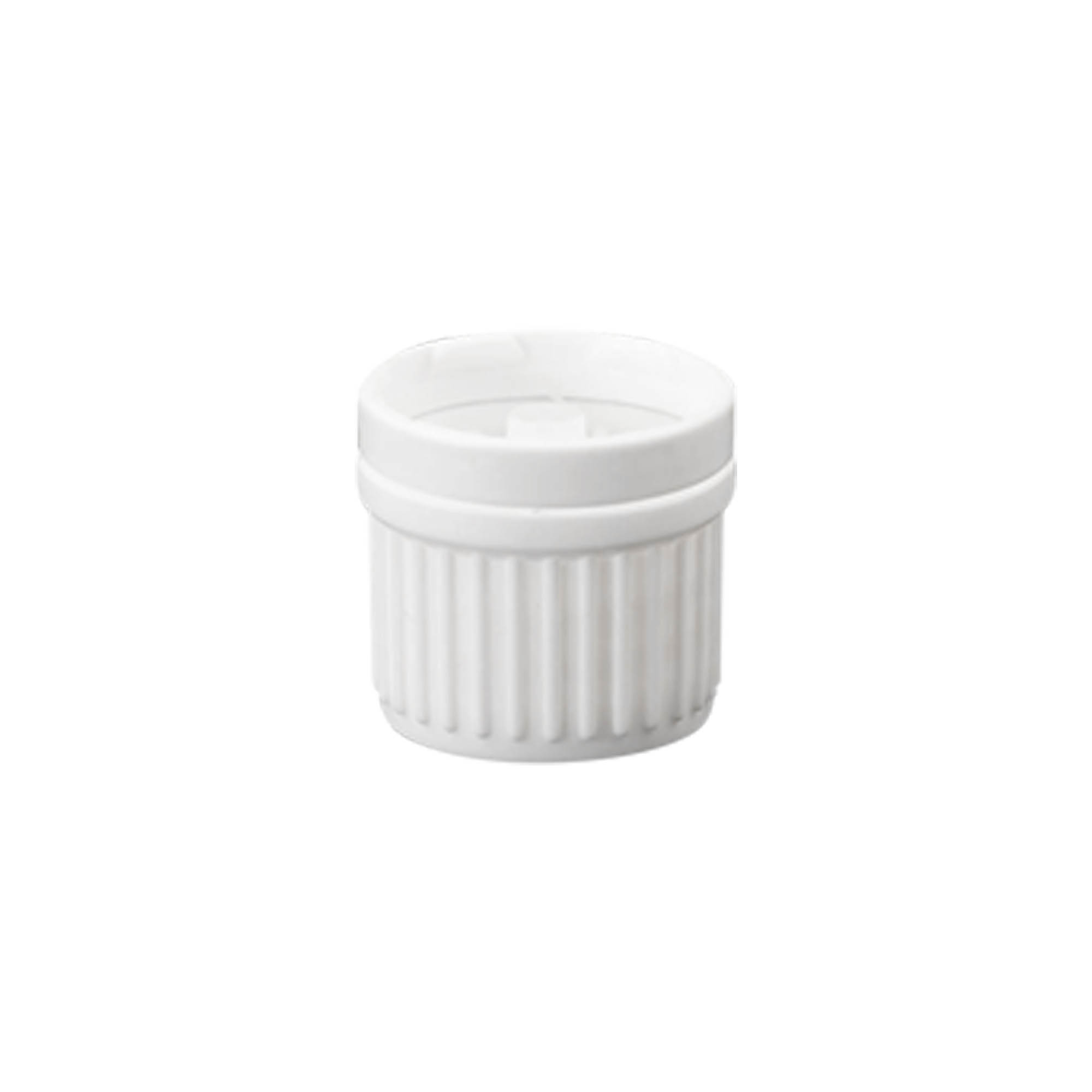 Tappo a vite con inserto gocciolatore, plastica PE, bianco, per bocca: DIN 18 Tappo a vite con inserto gocciolatore, plastica PE, bianco, per bocca: DIN 18