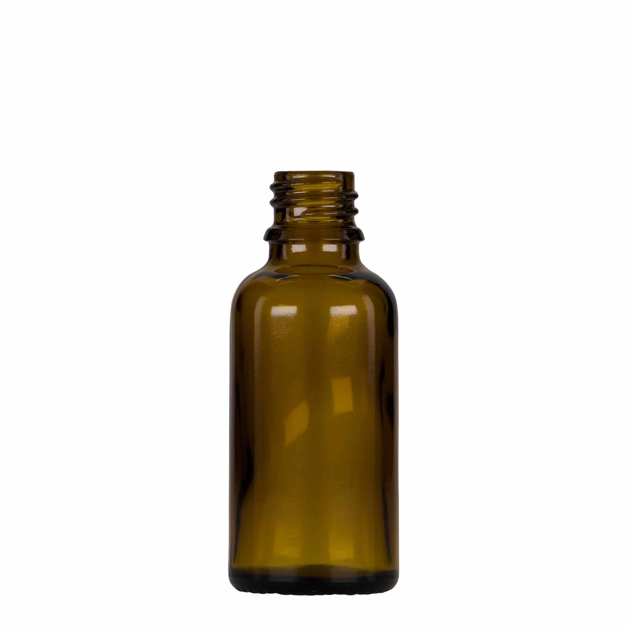 30 ml flacone con contagocce medicina, vetro, marrone-nero, bocca: DIN 18