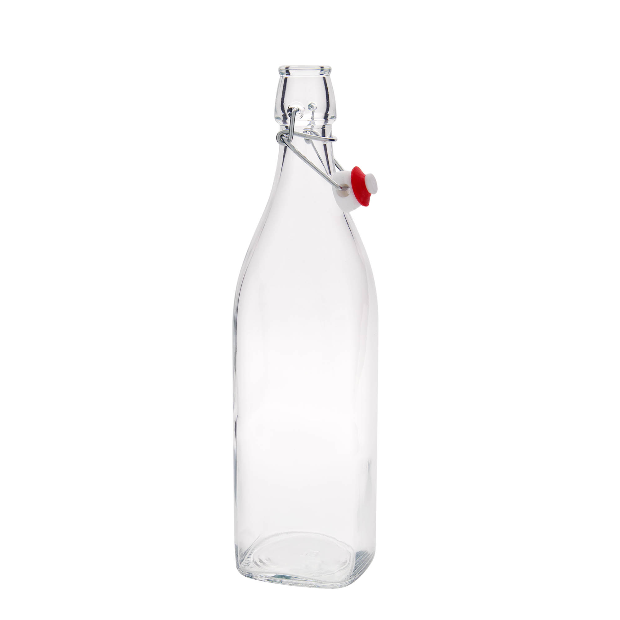 Bottiglia di vetro da 1.000 ml 'Swing, quadrata, bocca: chiusura a leva Bottiglia di vetro da 1.000 ml 'Swing, quadrata, bocca: chiusura a leva