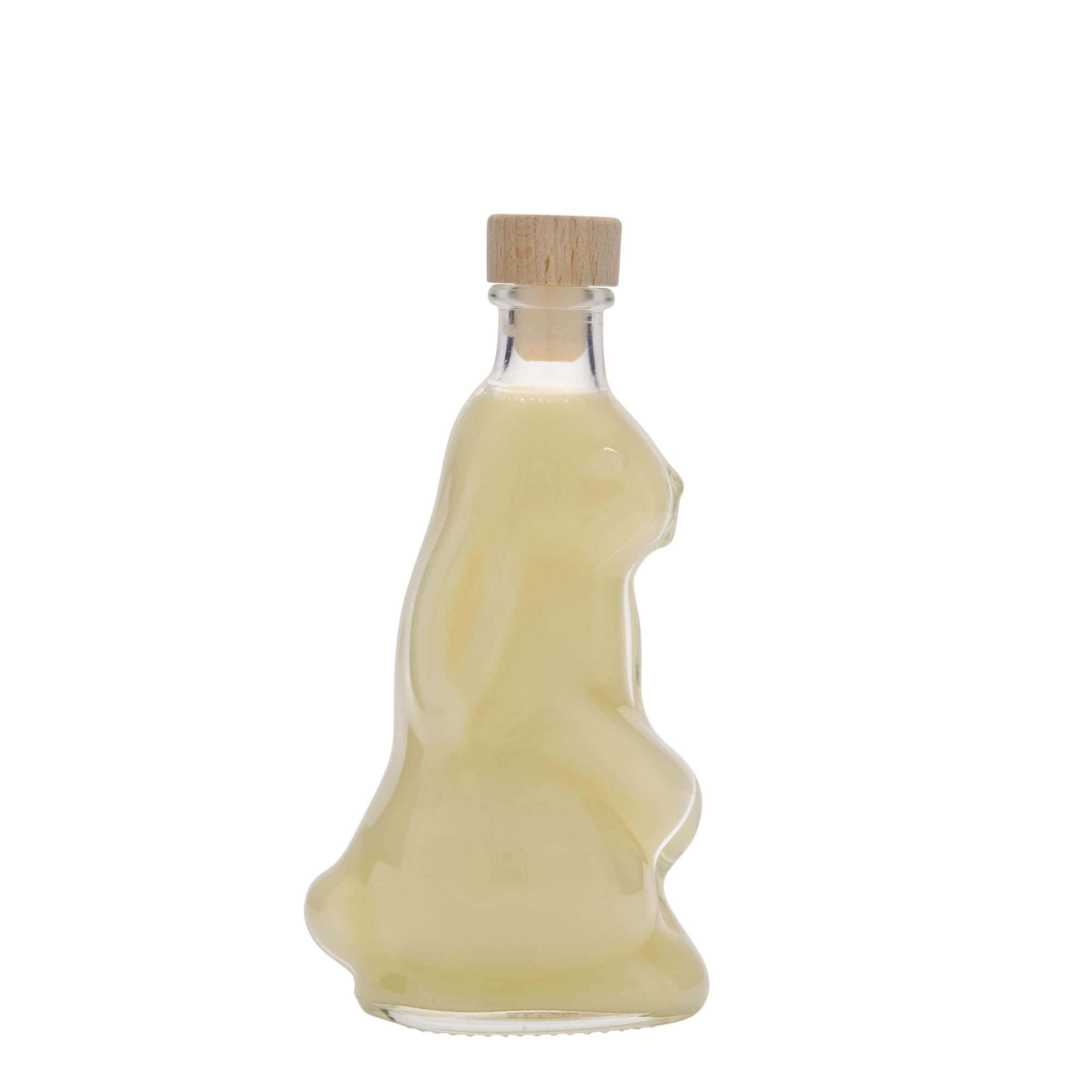 Bottiglia di vetro da 200 ml 'Coniglio', bocca: tappo di sughero