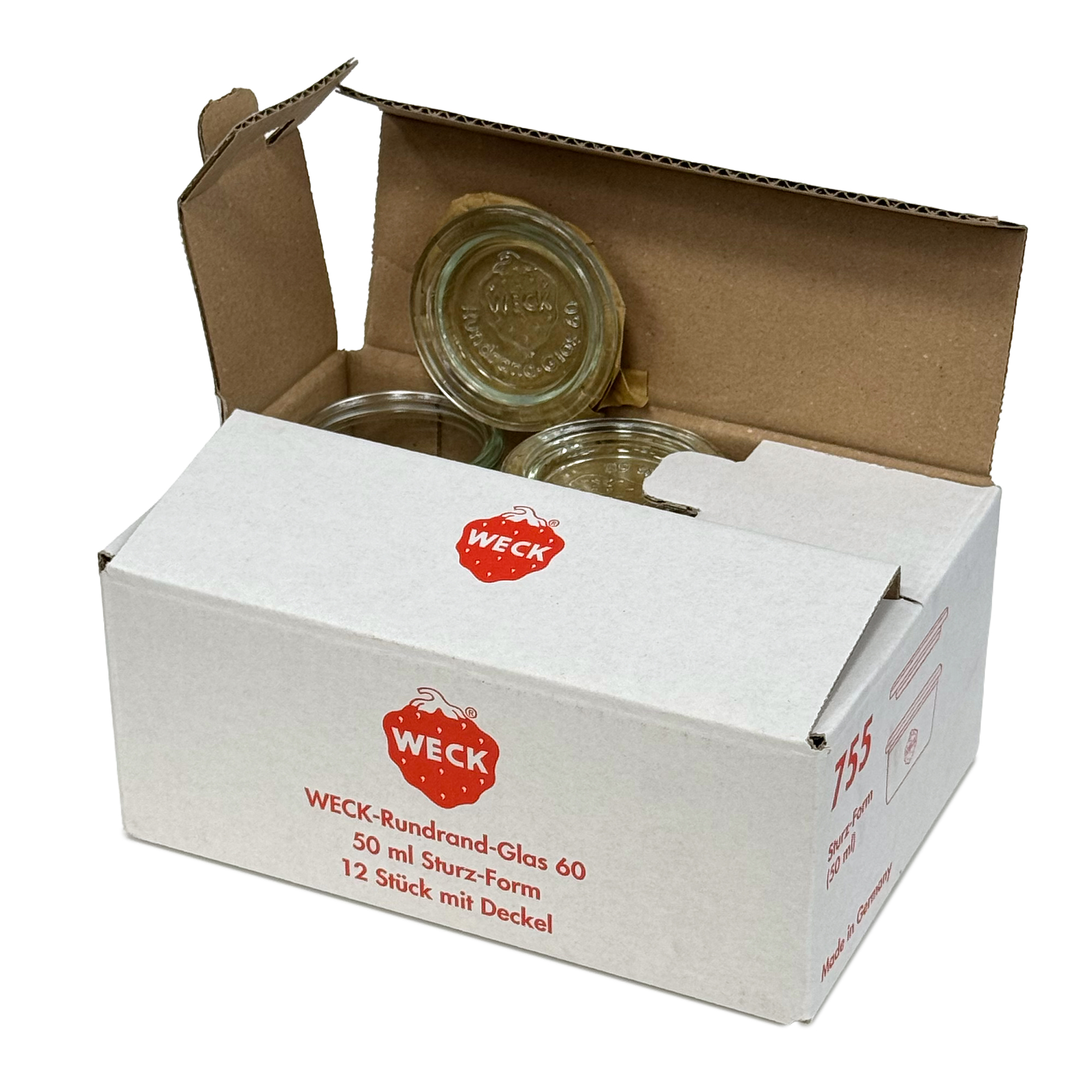 12x 50 ml vaso WECK a bocca larga con coperchio in vetro RR 60