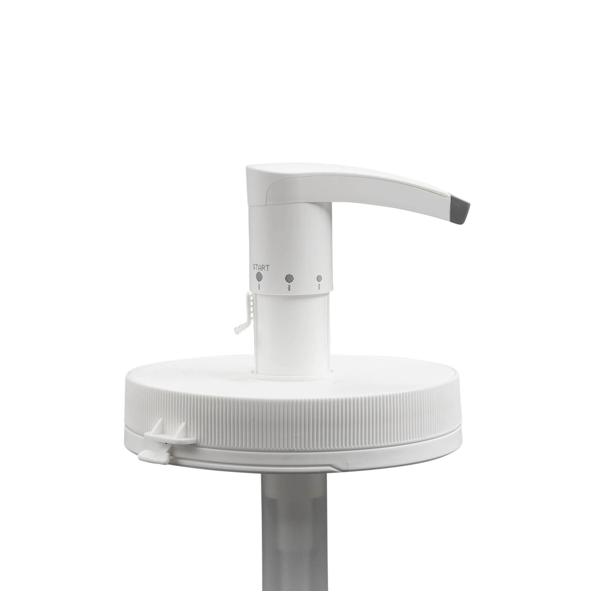 Pompa dosatrice per 1.240 ml 'Securibox', plastica PE, bianca, per bocca: chiusura a vite Pompa dosatrice per 1.240 ml 'Securibox', plastica PE, bianca, per bocca: chiusura a vite