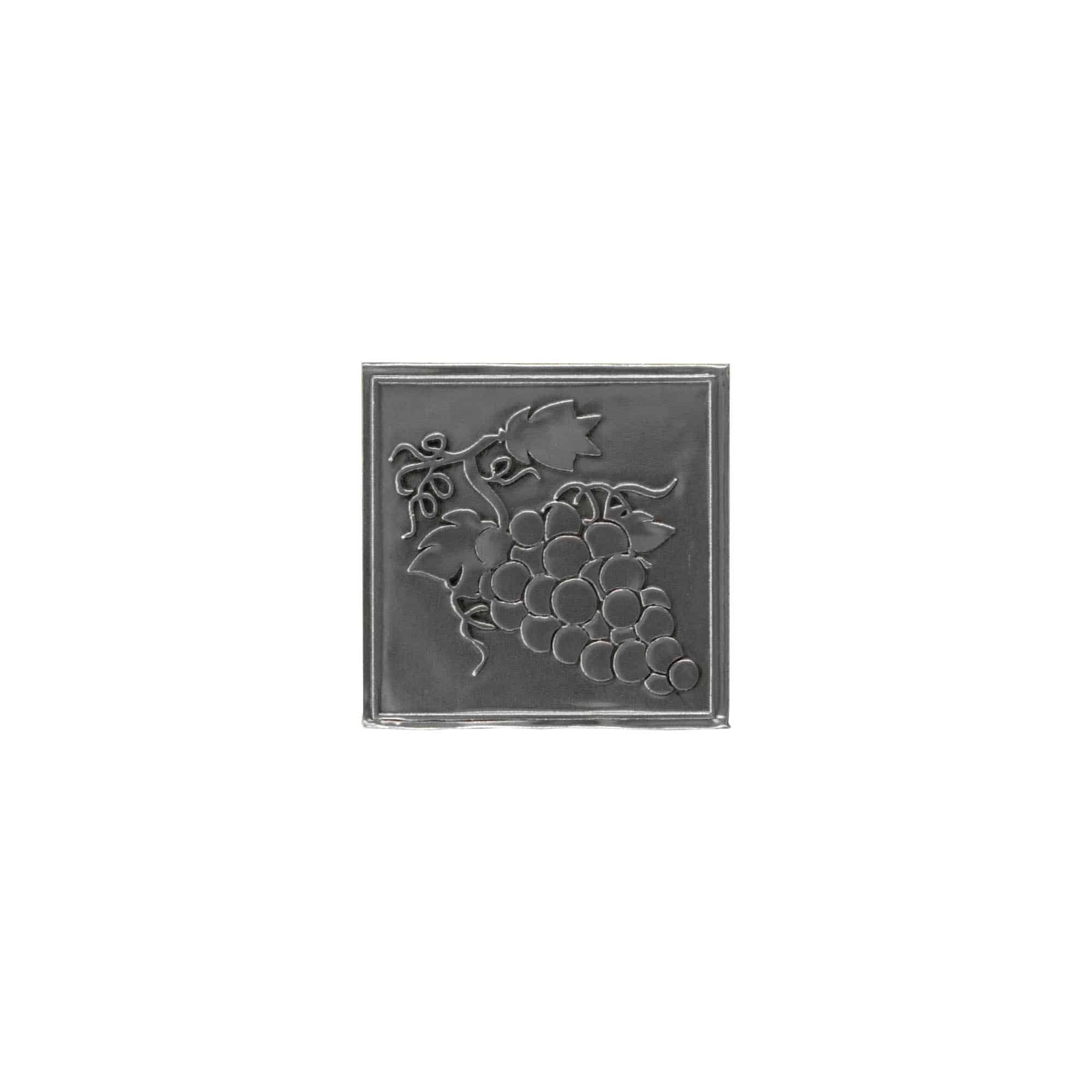 Etichetta metallica 'Uva', quadrata, stagno, argento