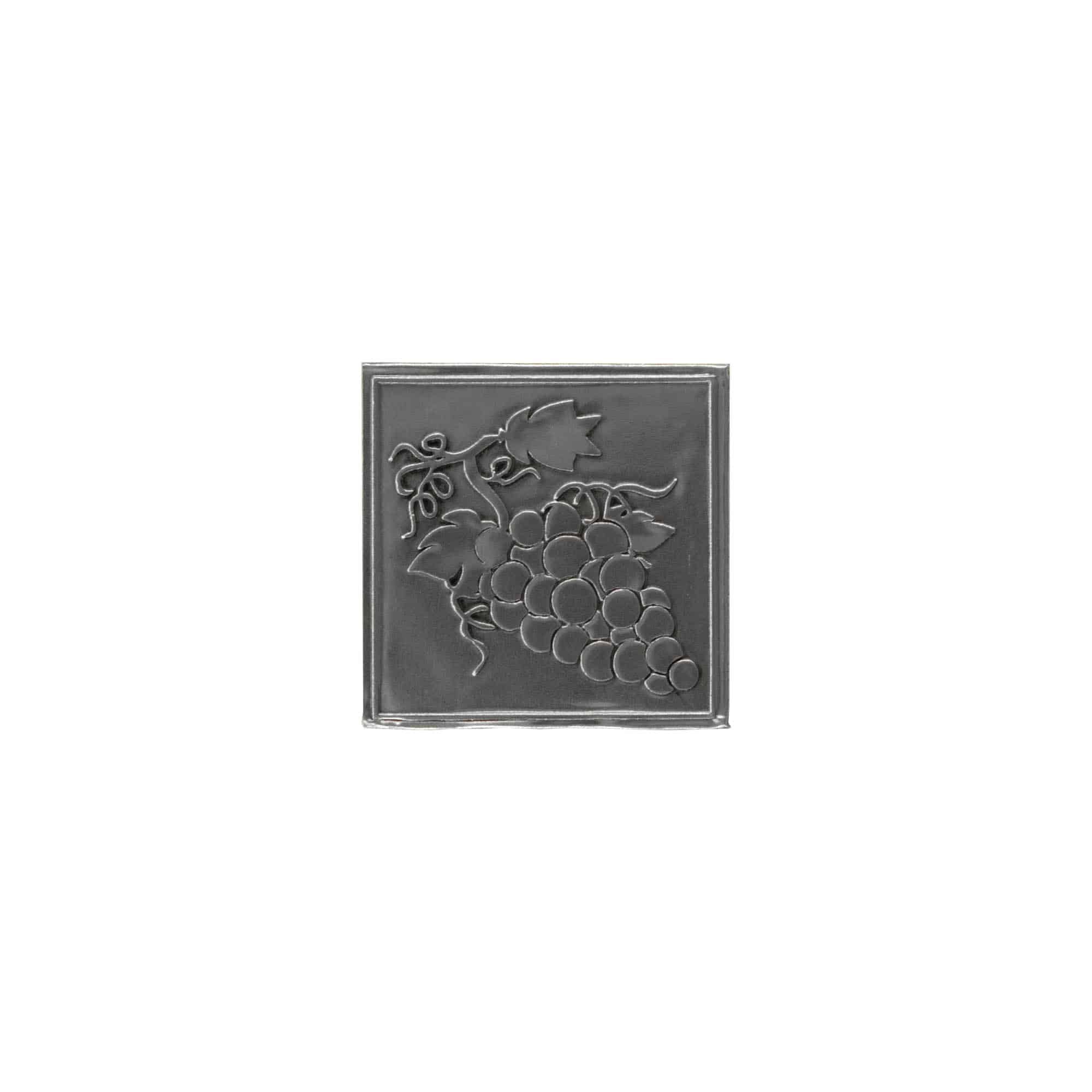 Etichetta metallica 'Uva', quadrata, stagno, argento Etichetta metallica 'Uva', quadrata, stagno, argento