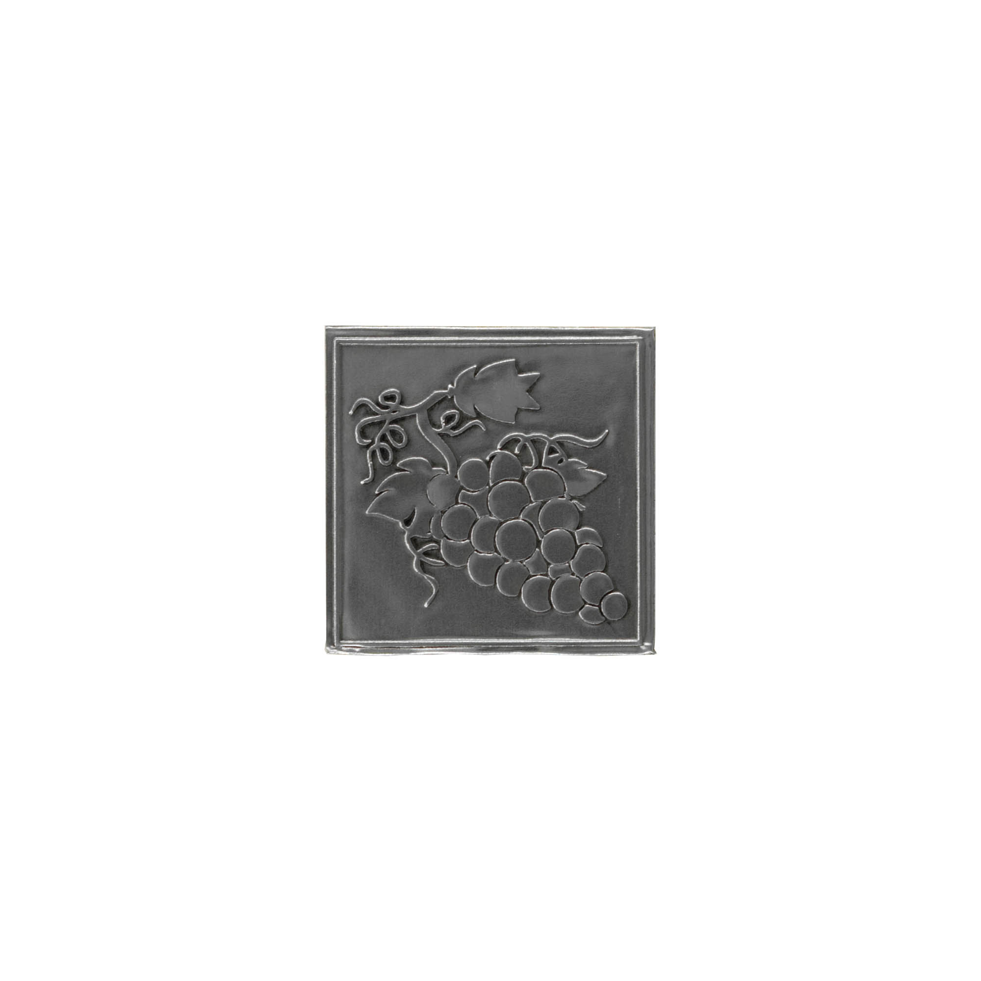 Etichetta in stagno 'Uva', quadrata, metallo, argento Etichetta in stagno 'Uva', quadrata, metallo, argento