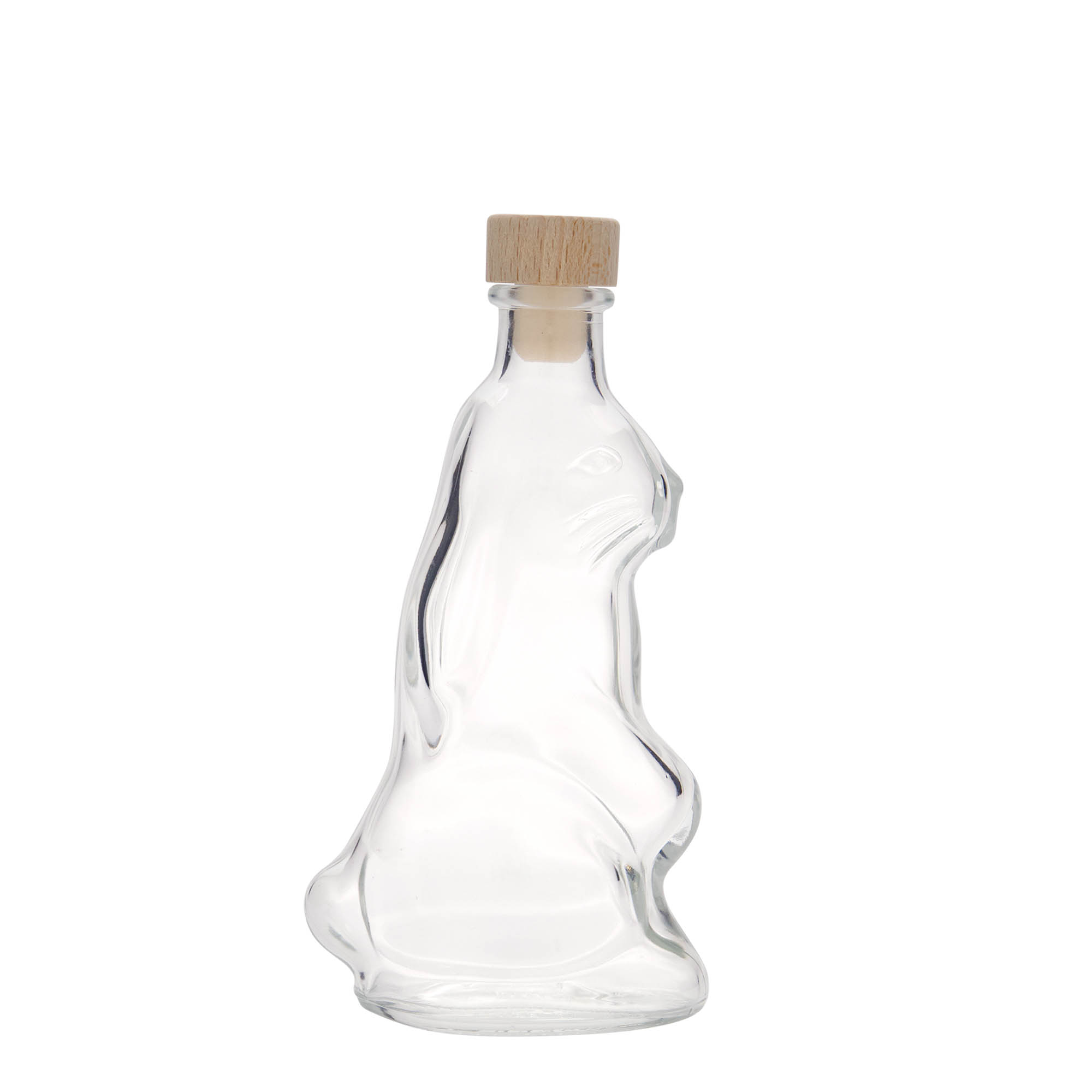 Bottiglia di vetro da 200 ml 'Coniglio', bocca: tappo di sughero