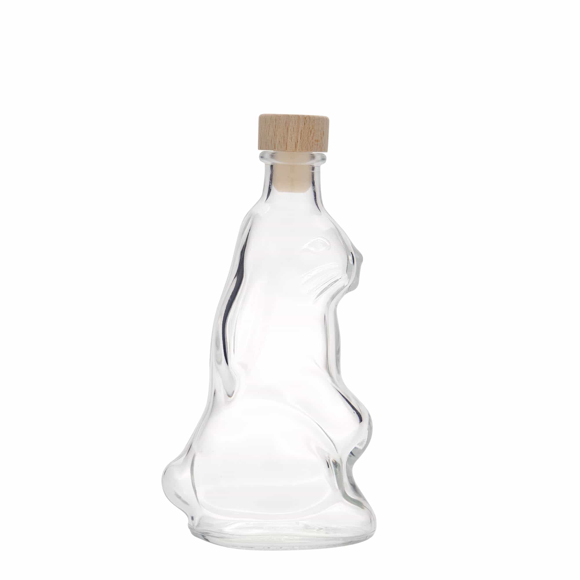 Bottiglia di vetro da 200 ml 'Coniglio', bocca: tappo di sughero