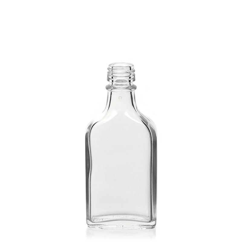 40 ml Fiaschetta tascabile, rettangolare, vetro, imboccatura: PP 18