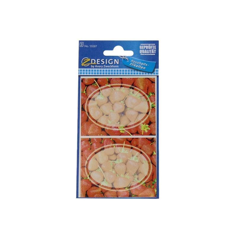 Zweckform Etichette 'Fragole', ovali, carta, multicolore