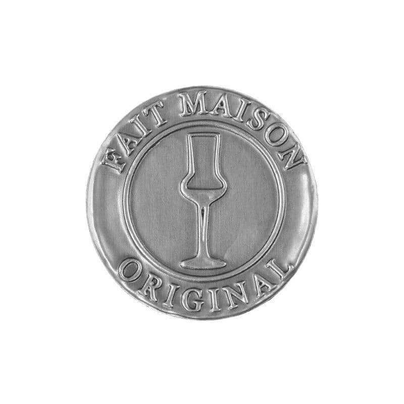 Etichetta in latta 'Fait Maison', rotonda, stagno, argento