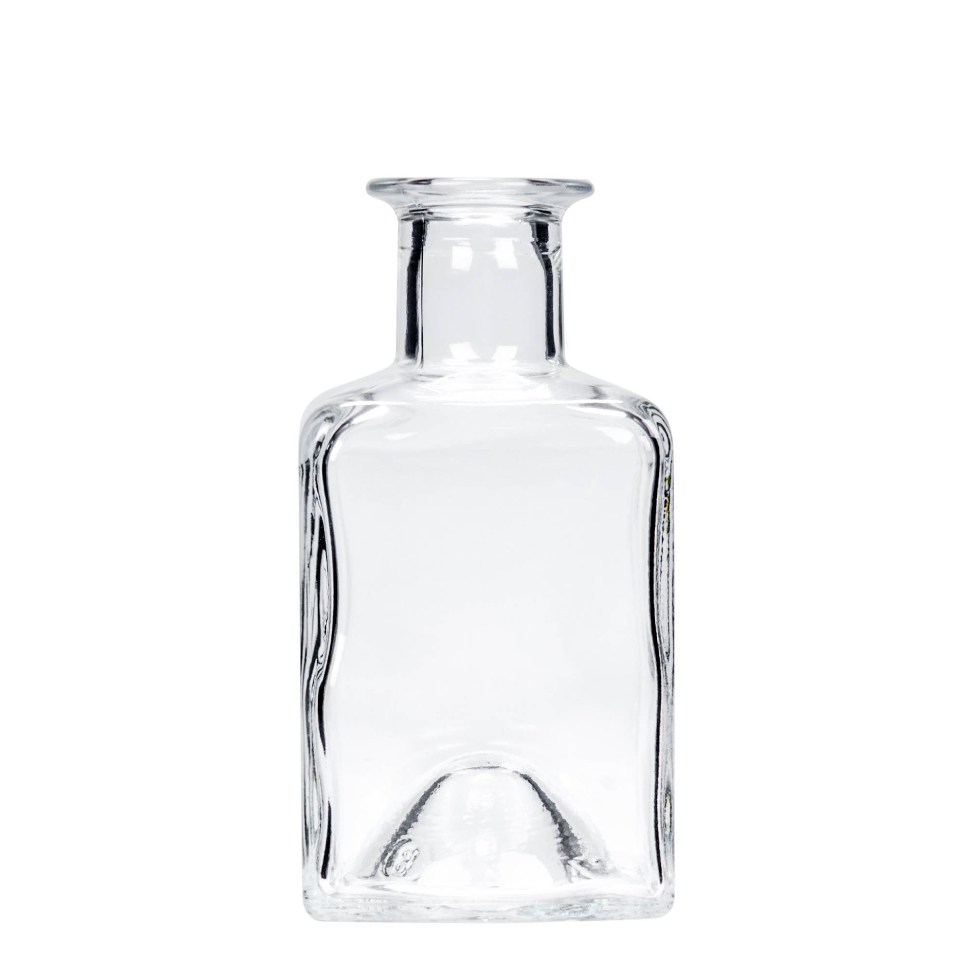 Bottiglia di vetro da 200 ml 'Kubica', quadrata, bocca: tappo di sughero Bottiglia di vetro da 200 ml 'Kubica', quadrata, bocca: tappo di sughero