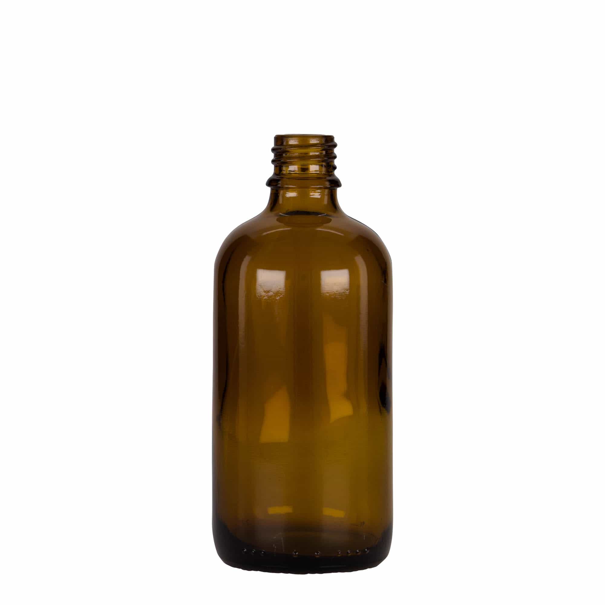100 ml flacone con contagocce medicinale, vetro, marrone-nero, bocca: DIN 18