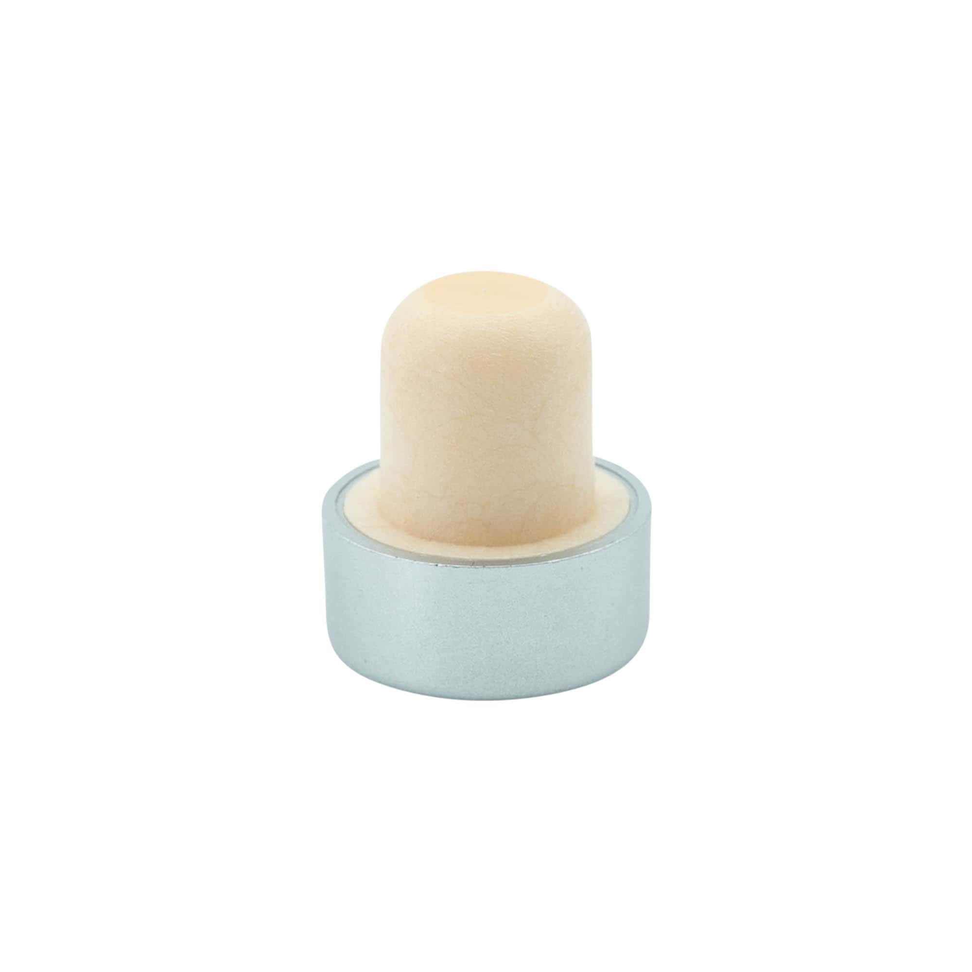 Tappo a vite 19 mm, plastica, argento, per bocca: sughero Tappo a vite 19 mm, plastica, argento, per bocca: sughero