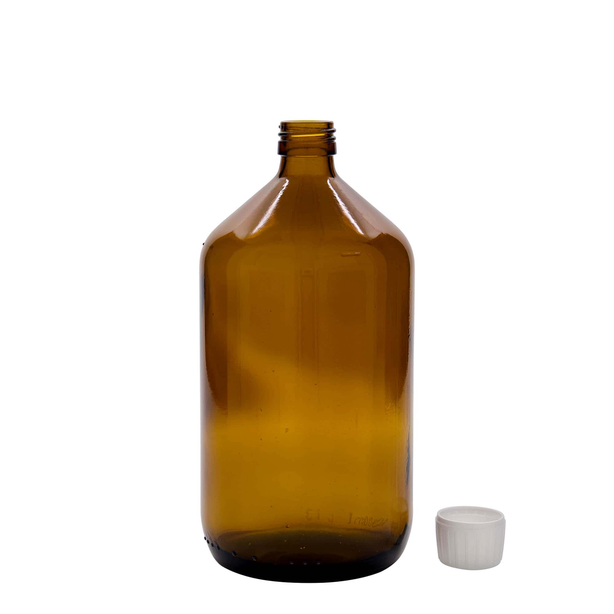 1.000 ml bottiglia medica, marrone, vetro, bocca: PP 28