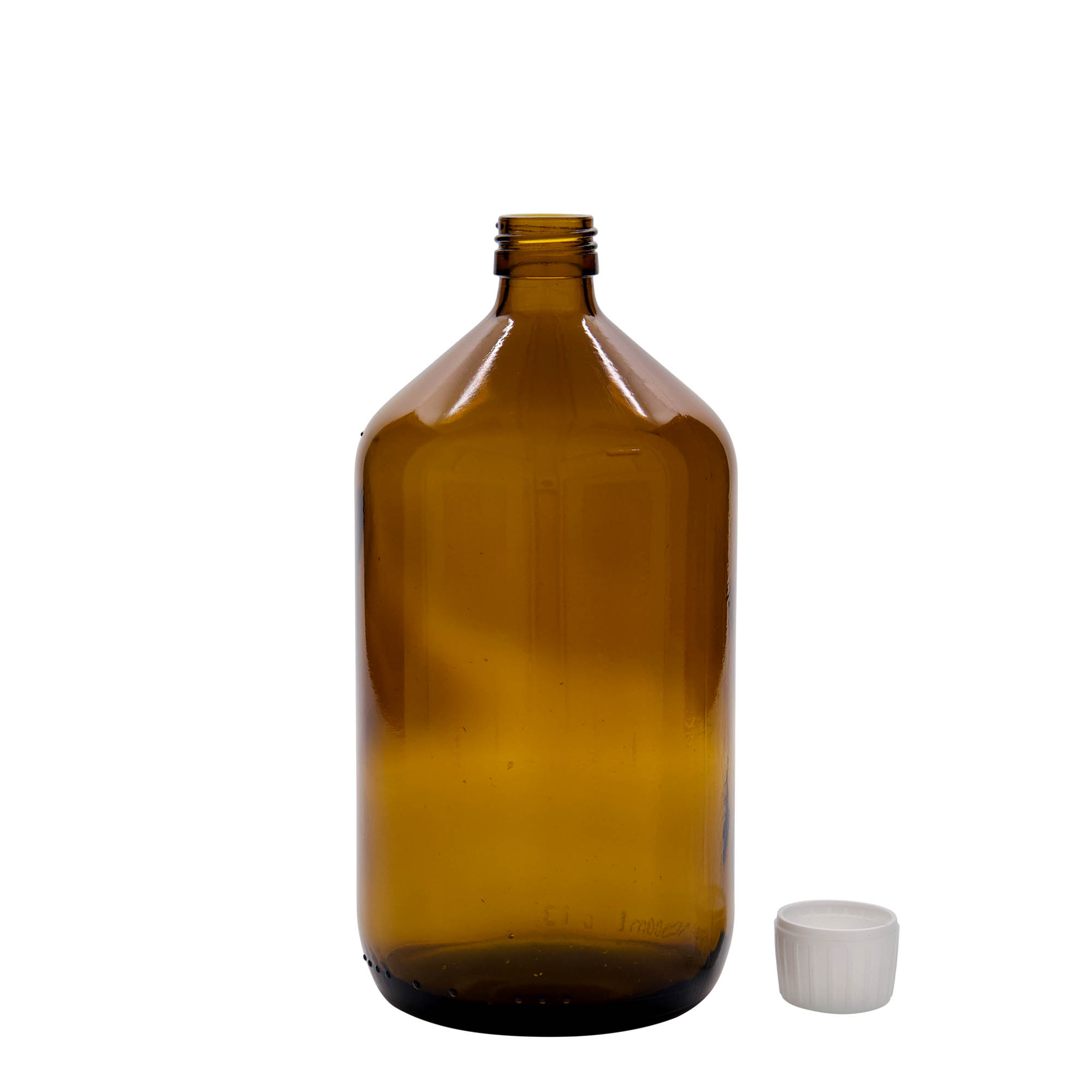 1.000 ml bottiglia medica, marrone, vetro, bocca: PP 28