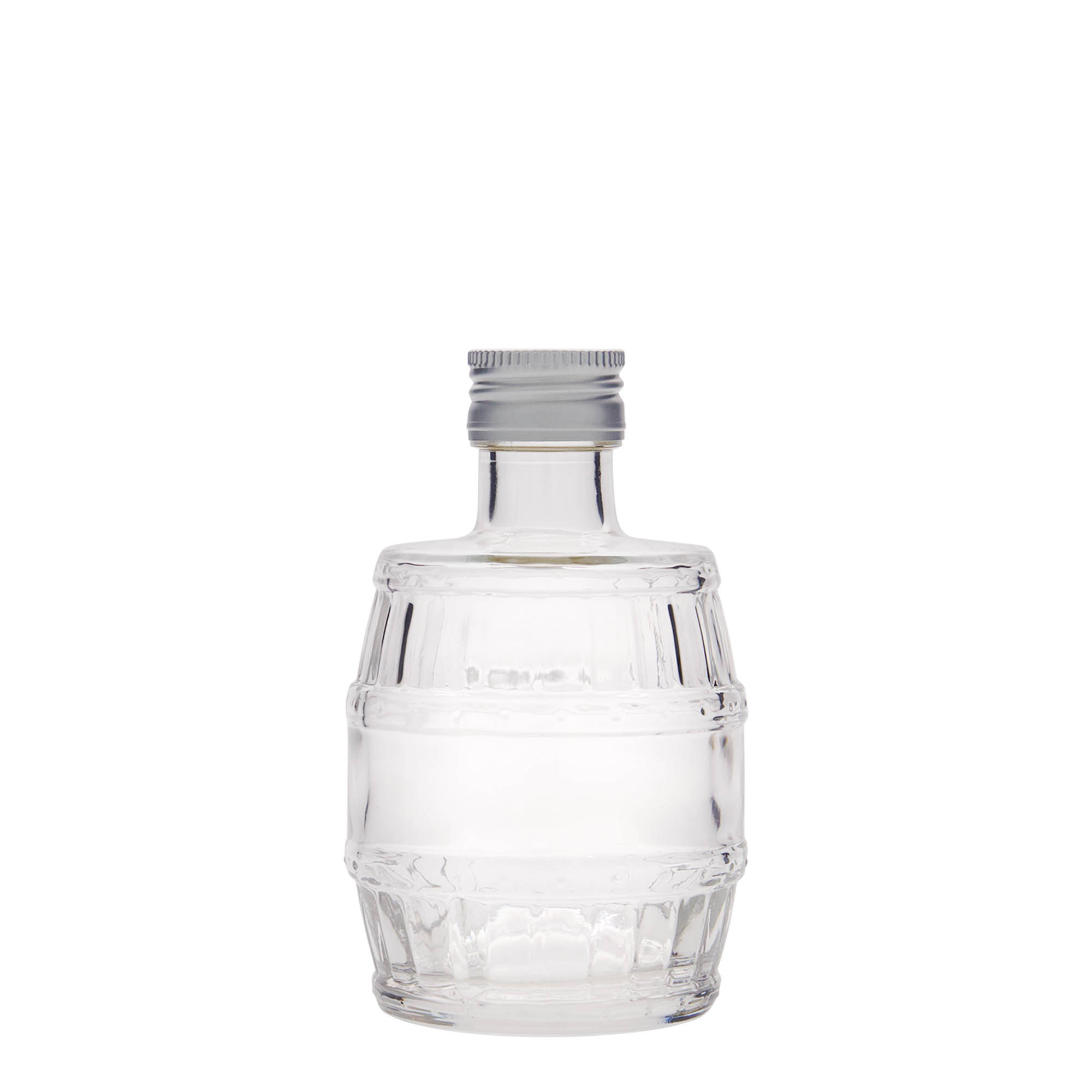 Bottiglia di vetro da 200 ml 'Barile', bocca: PP 28 Bottiglia di vetro da 200 ml 'Barile', bocca: PP 28