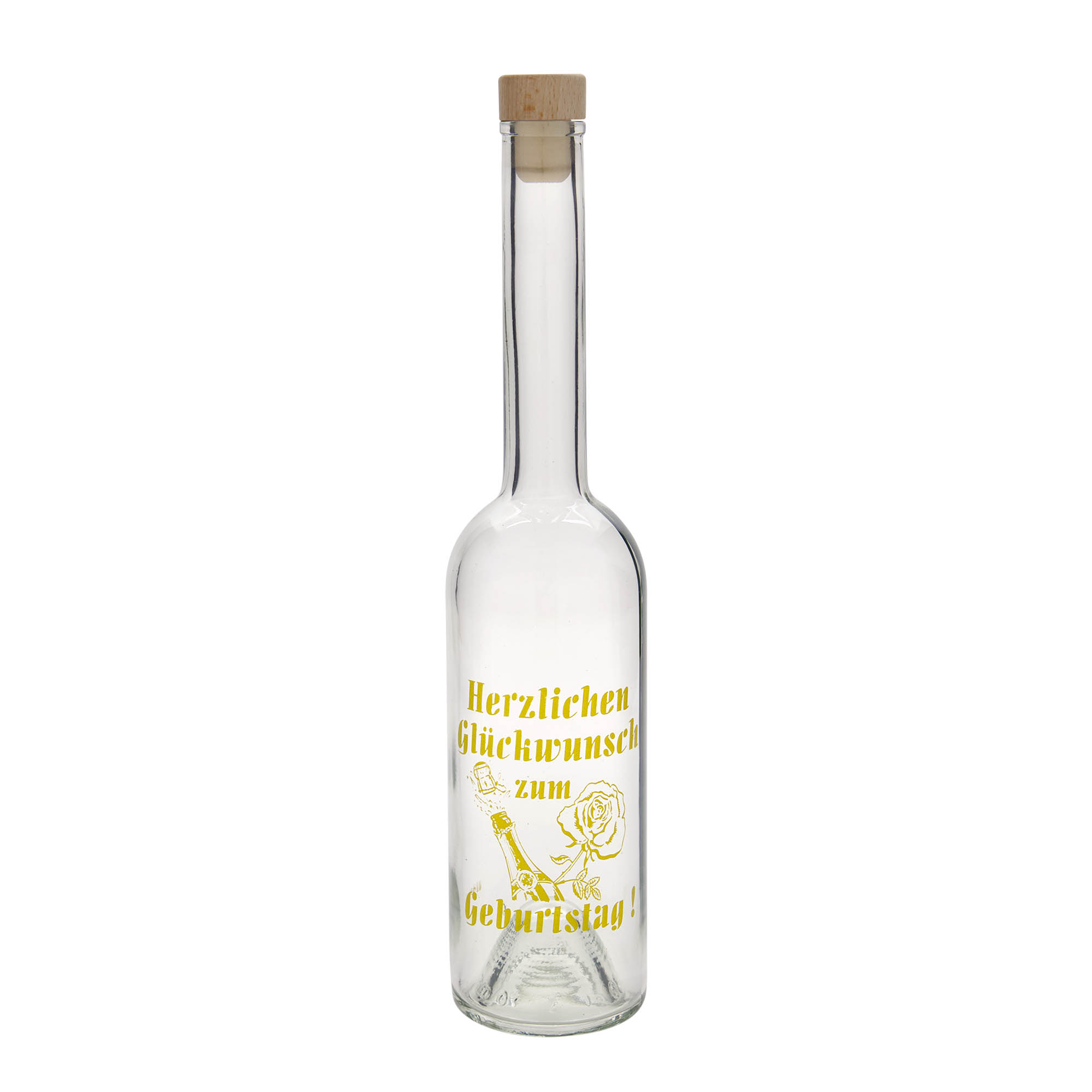 Bottiglia di vetro da 500 ml 'Opera', motivo: Mela, bocca: Sughero Bottiglia di vetro da 500 ml 'Opera', motivo: Mela, bocca: Sughero