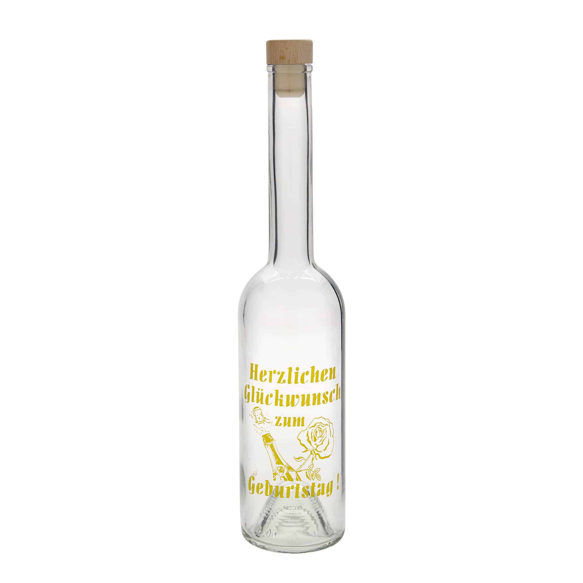 Bottiglia di vetro da 500 ml 'Opera', motivo: Mela, bocca: Sughero