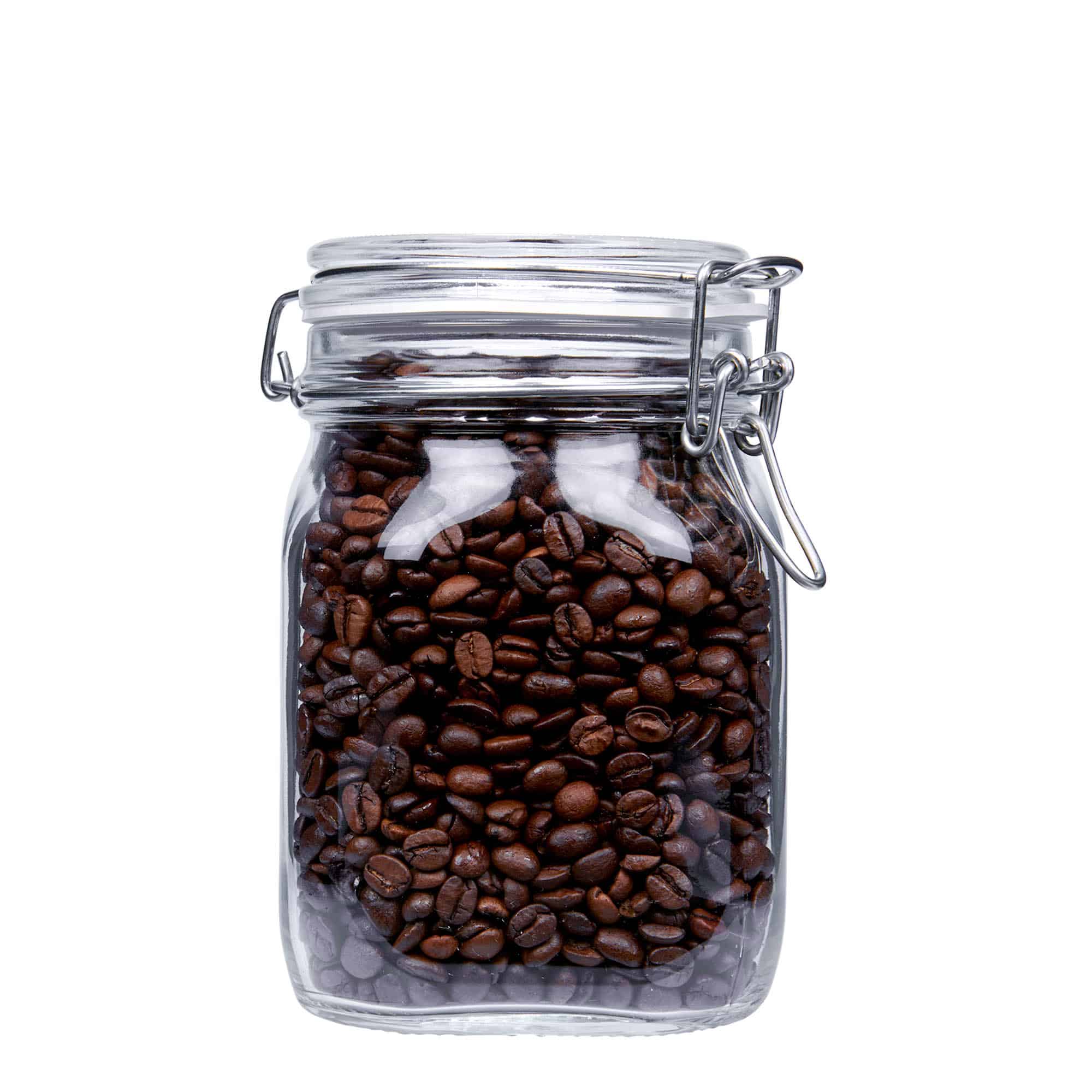 1.000 ml barattolo a chiusura ermetica con gancio 'Fido', quadrato, bocca: chiusura a gancio