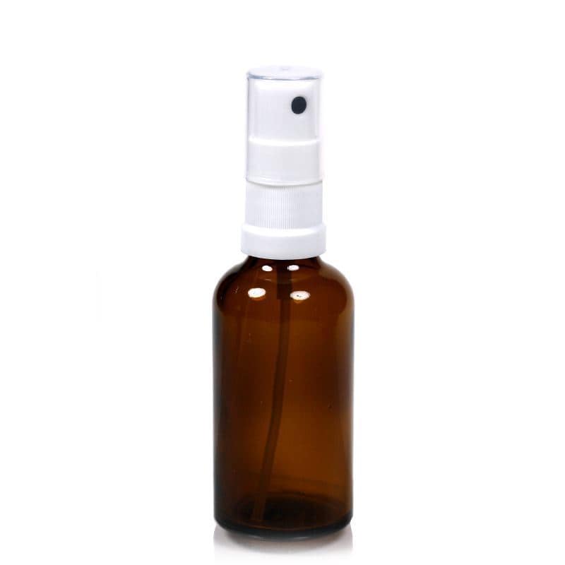 50 ml Flacone spray farmaceutico, vetro, marrone, imboccatura: DIN 18