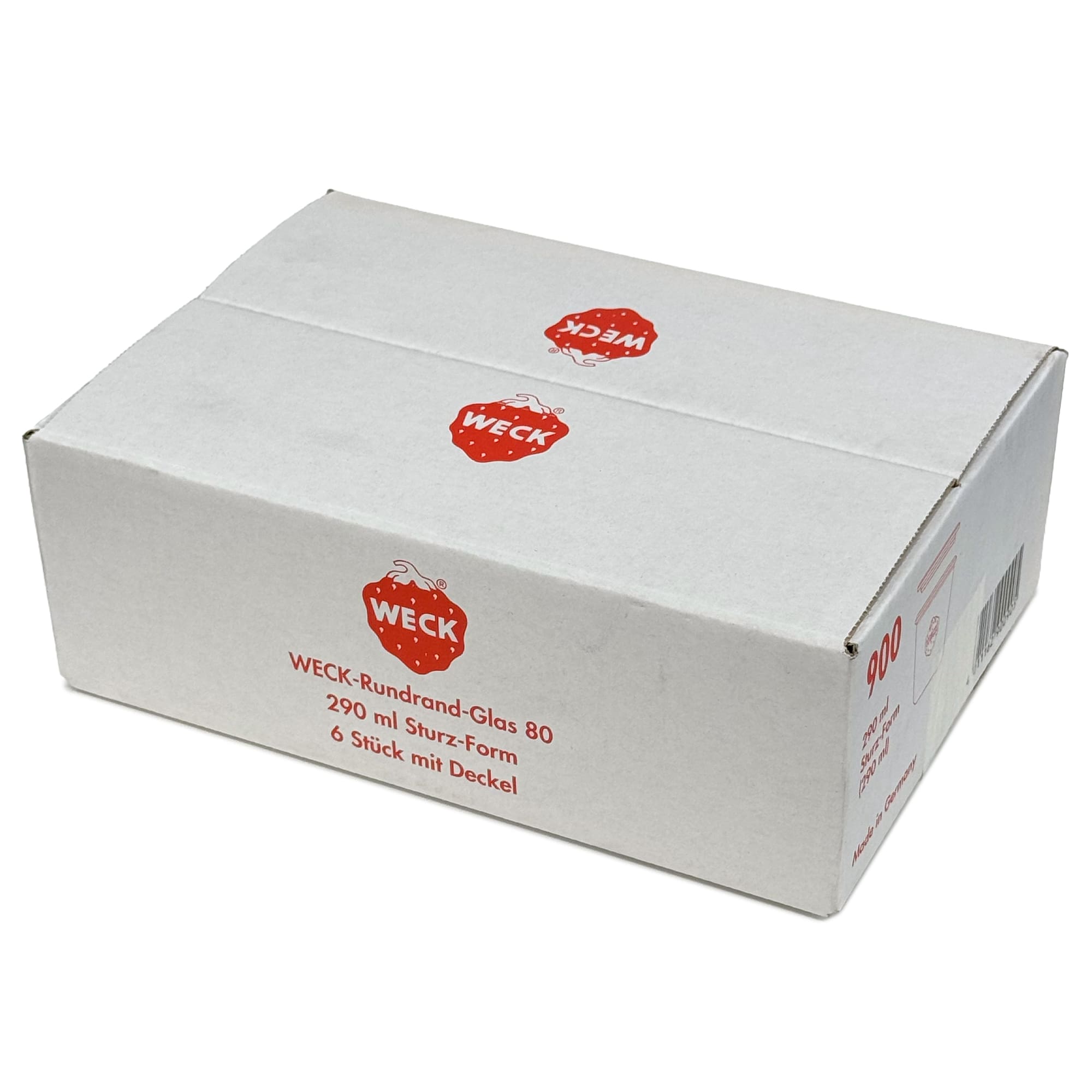 6x 290 ml vaso WECK a bocca larga alto con coperchio in vetro RR 80