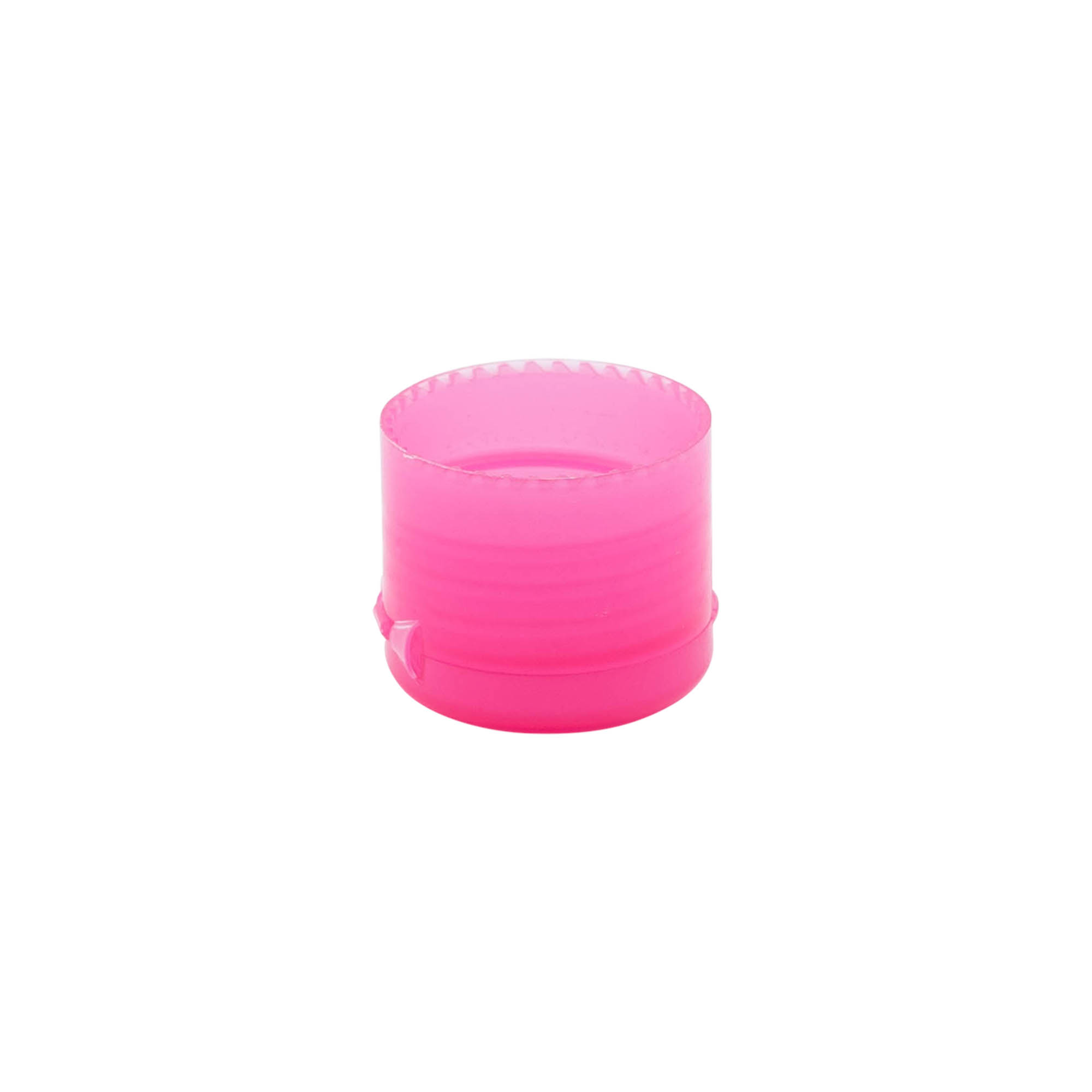 Chiusura a vite con cerniera a battente, plastica PP, rosa, per bocca: 24/410