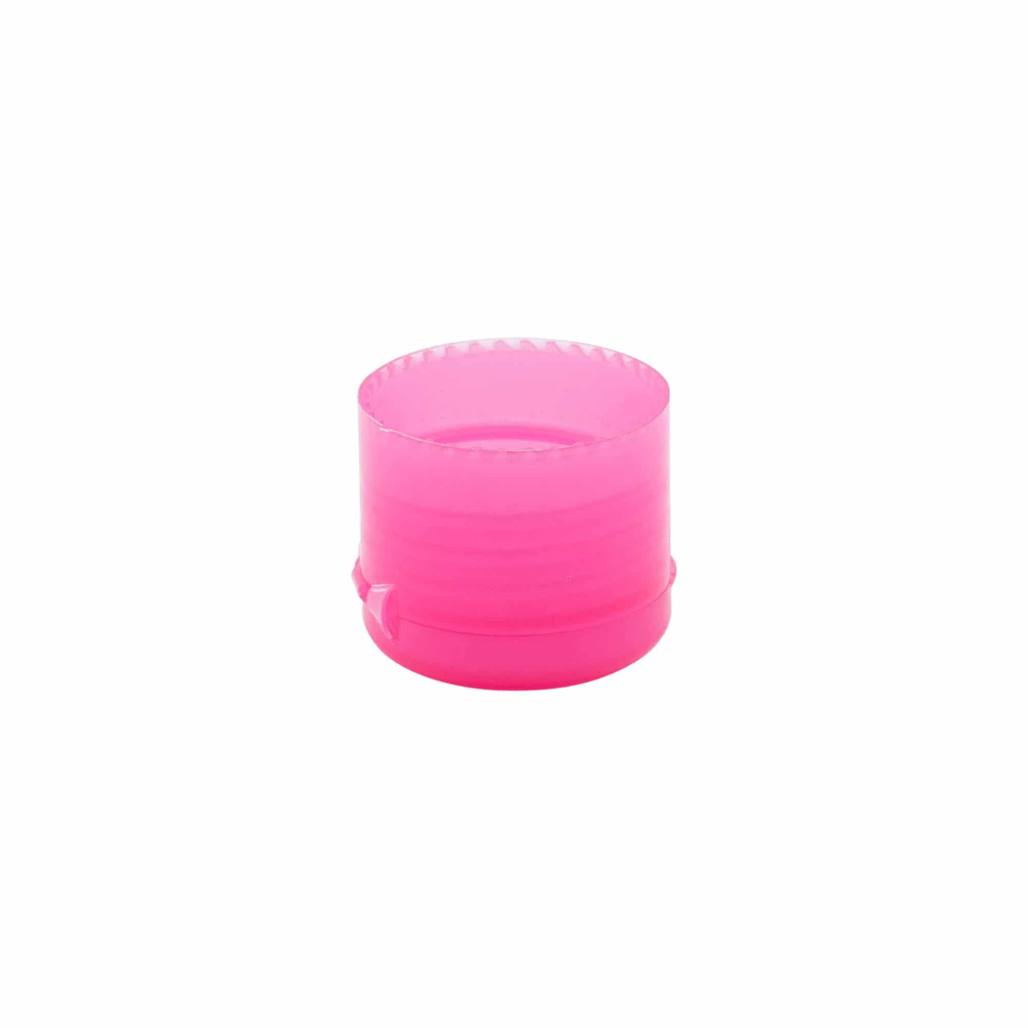Chiusura a vite con cerniera a battente, plastica PP, rosa, per bocca: 24/410 Chiusura a vite con cerniera a battente, plastica PP, rosa, per bocca: 24/410