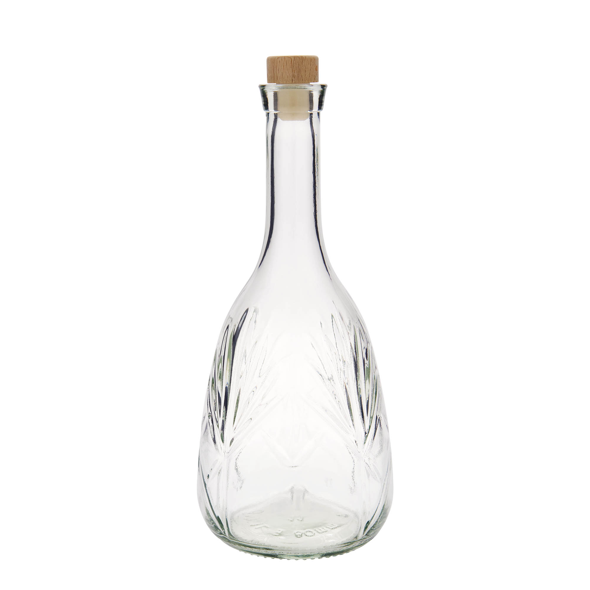Bottiglia di vetro da 1.000 ml 'Reliefa', bocca: sughero Bottiglia di vetro da 1.000 ml 'Reliefa', bocca: sughero