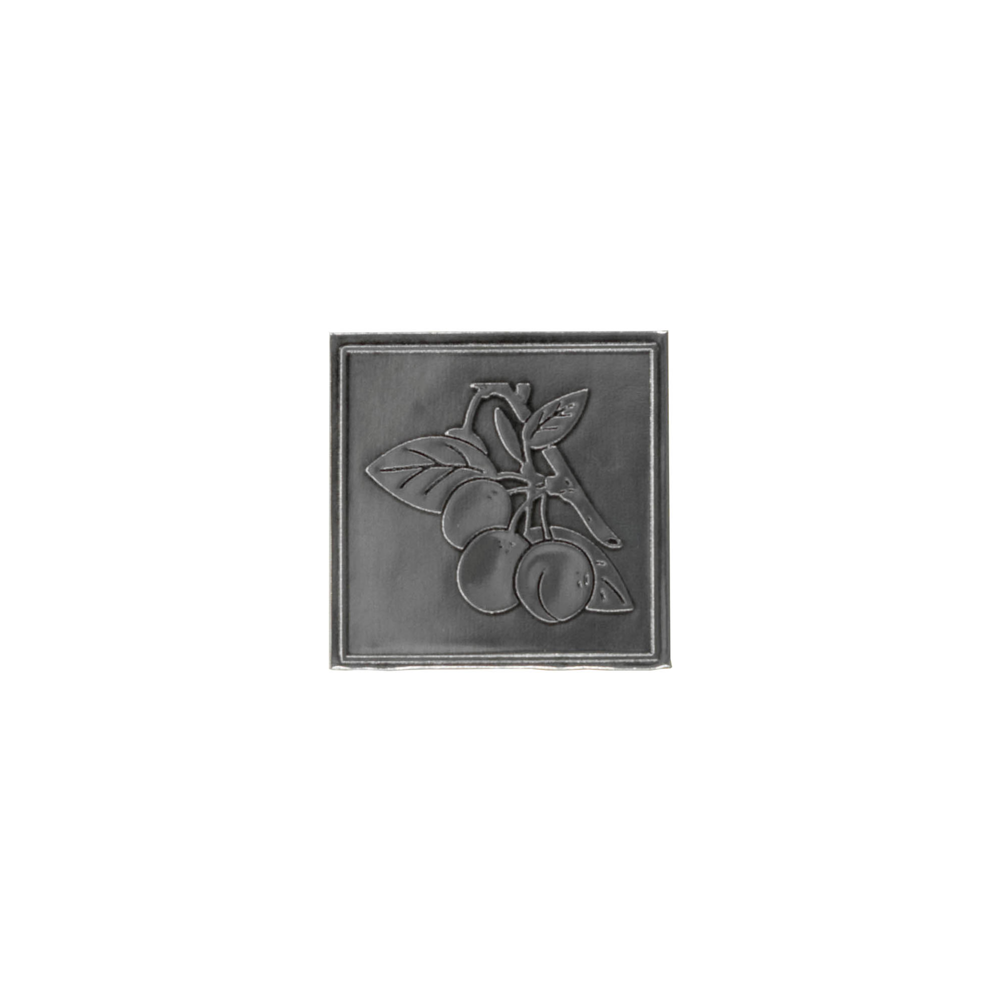 Etichetta metallica 'Mirabelle', quadrata, stagno, argento