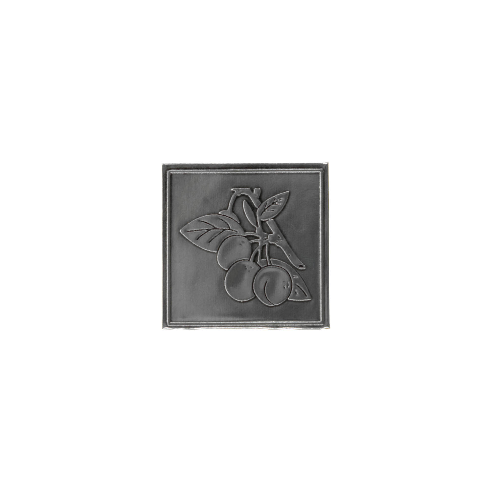 Etichetta in stagno 'Mirabelle', quadrata, metallo, argento Etichetta in stagno 'Mirabelle', quadrata, metallo, argento