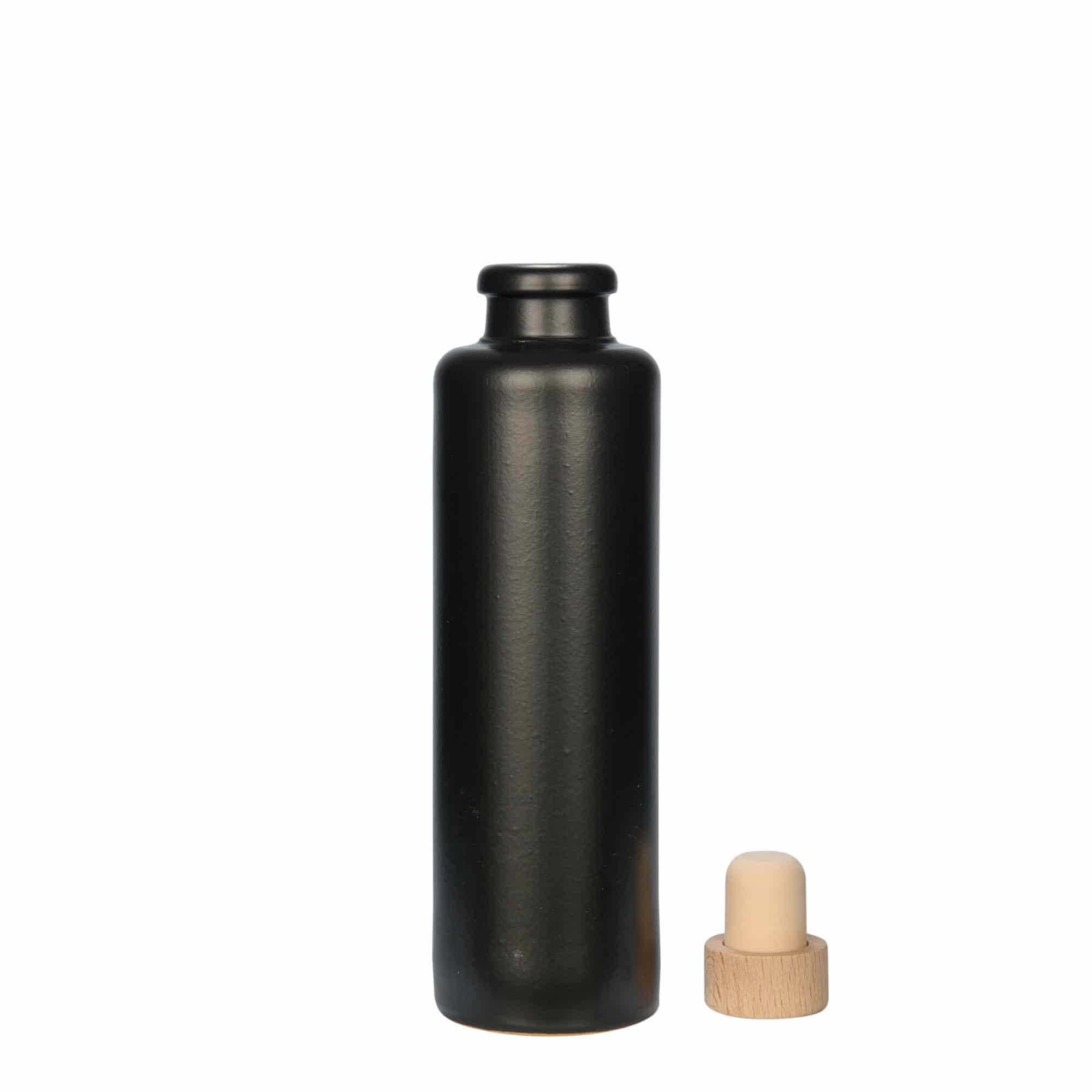 Boccale da 200 ml, gres, nero, bocca: sughero
