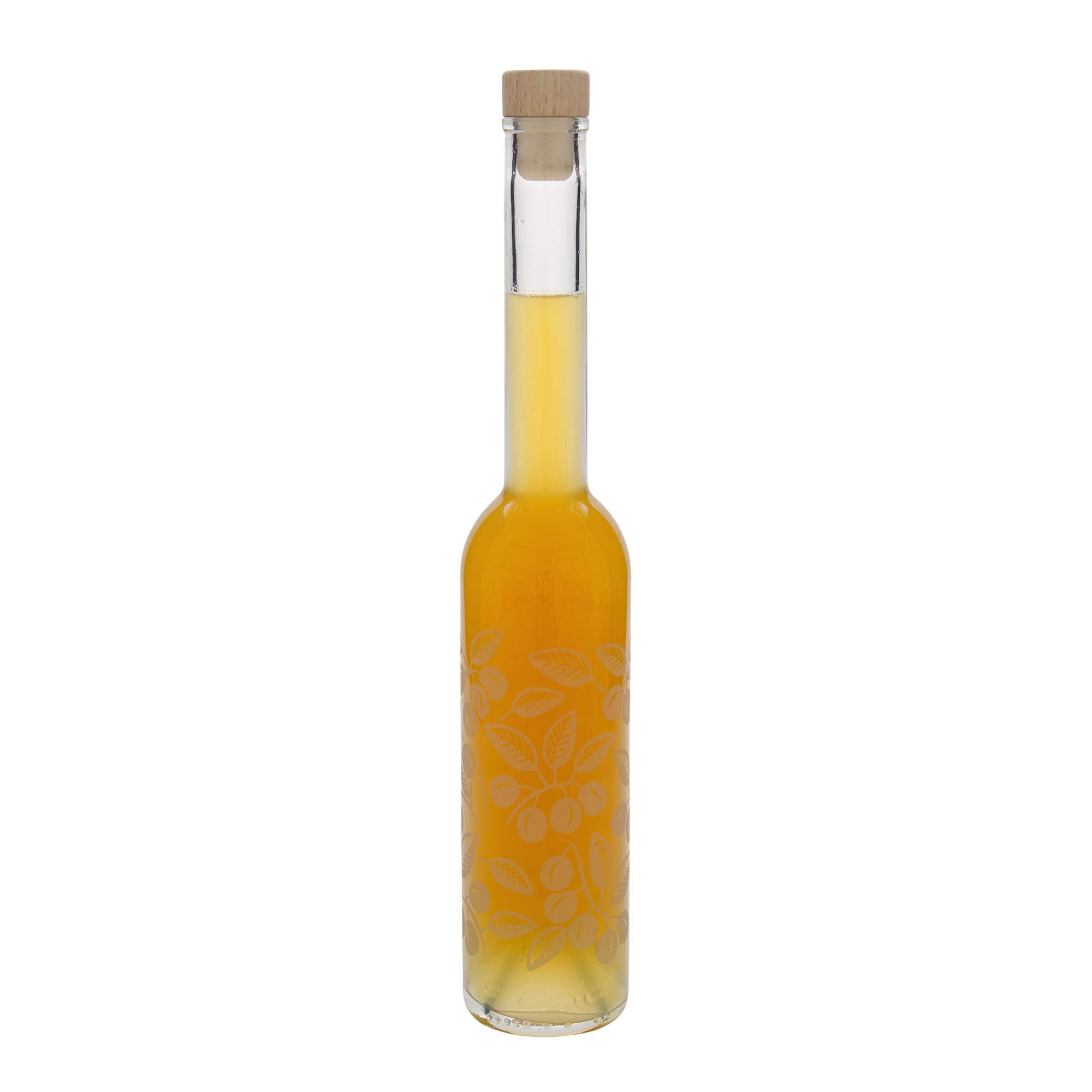 Bottiglia di vetro da 350 ml 'Opera', motivo: prugnolo, bocca: sughero Bottiglia di vetro da 350 ml 'Opera', motivo: prugnolo, bocca: sughero