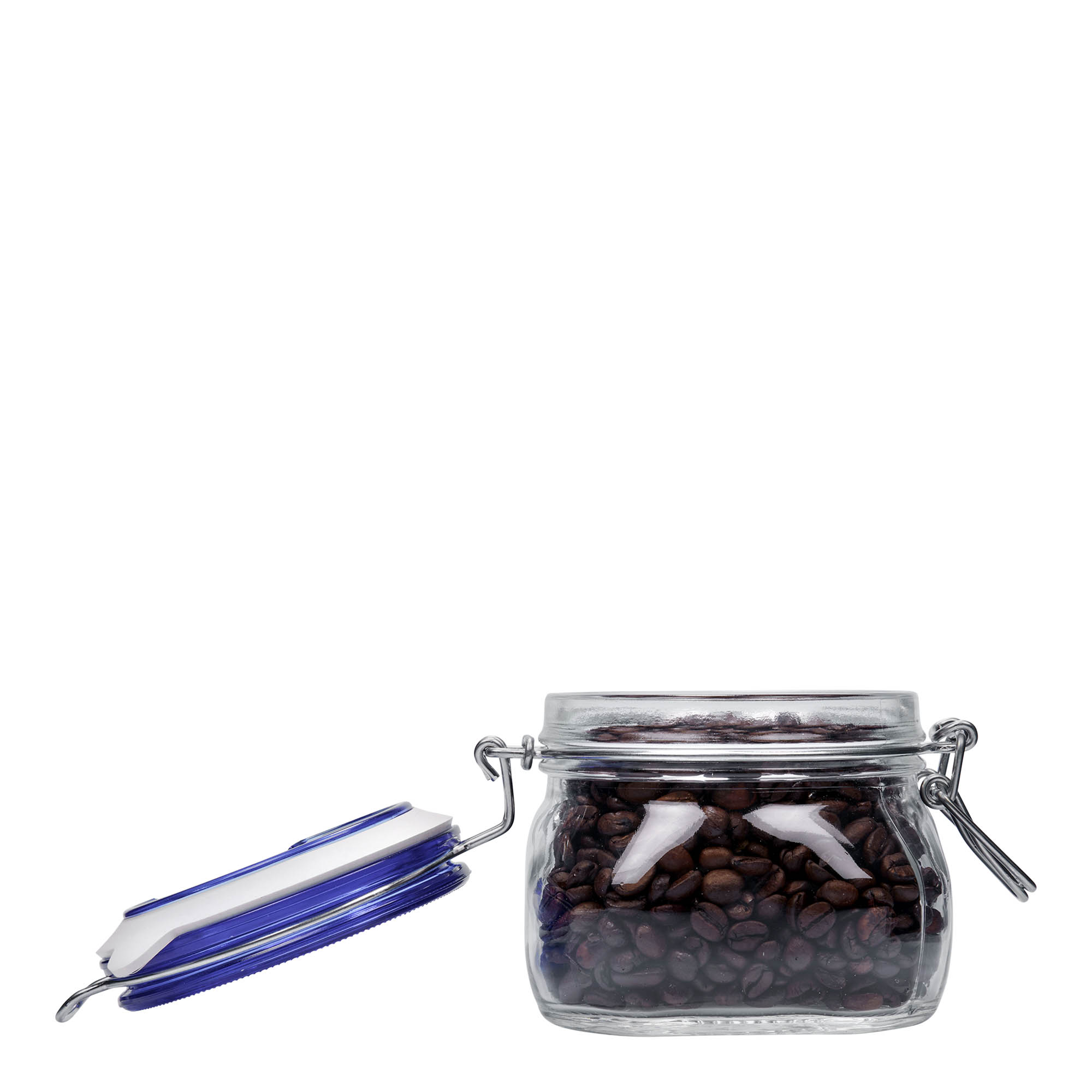 500 ml barattolo a chiusura a filo 'Fido' con tappo blu, quadrato, bocca: chiusura a filo 500 ml barattolo a chiusura a filo 'Fido' con tappo blu, quadrato, bocca: chiusura a filo