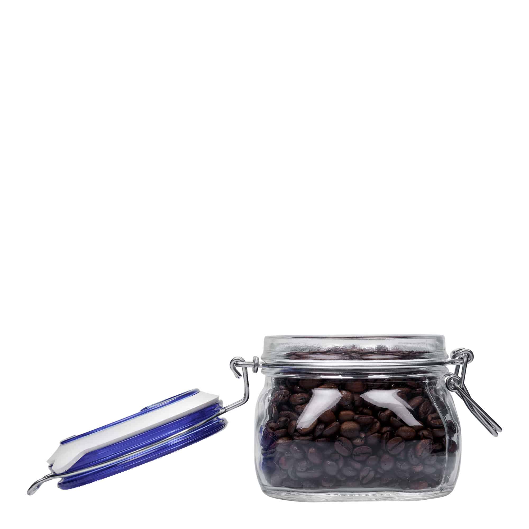 500 ml barattolo a chiusura a filo 'Fido' con tappo blu, quadrato, bocca: chiusura a filo 500 ml barattolo a chiusura a filo 'Fido' con tappo blu, quadrato, bocca: chiusura a filo