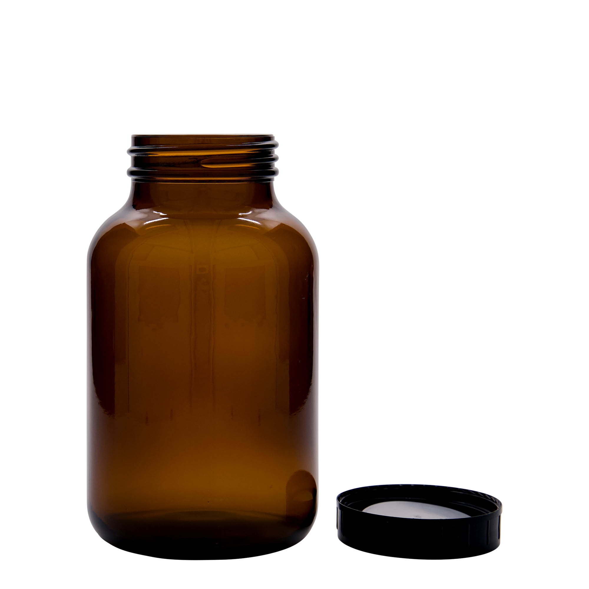 1.000 ml Vasetto di vetro a bocca larga, marrone, imboccatura: DIN 68