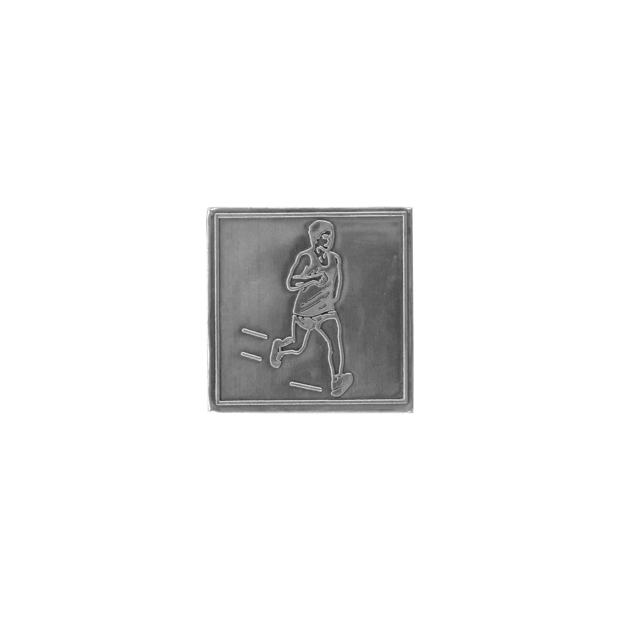 Etichetta metallica 'Jogger', quadrata, stagno, argento