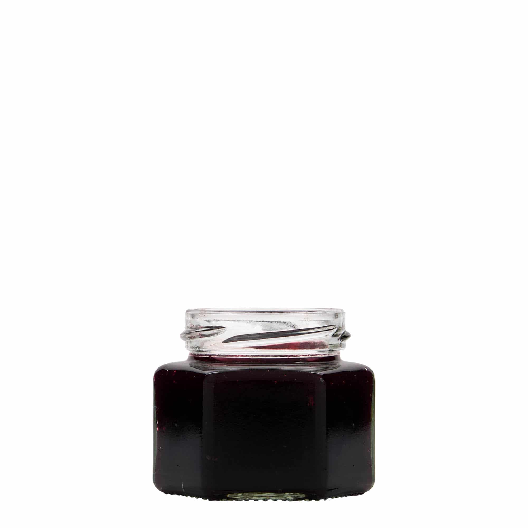 106 ml Vasetto esagonale, vetro, imboccatura: Twist-Off (TO 53)