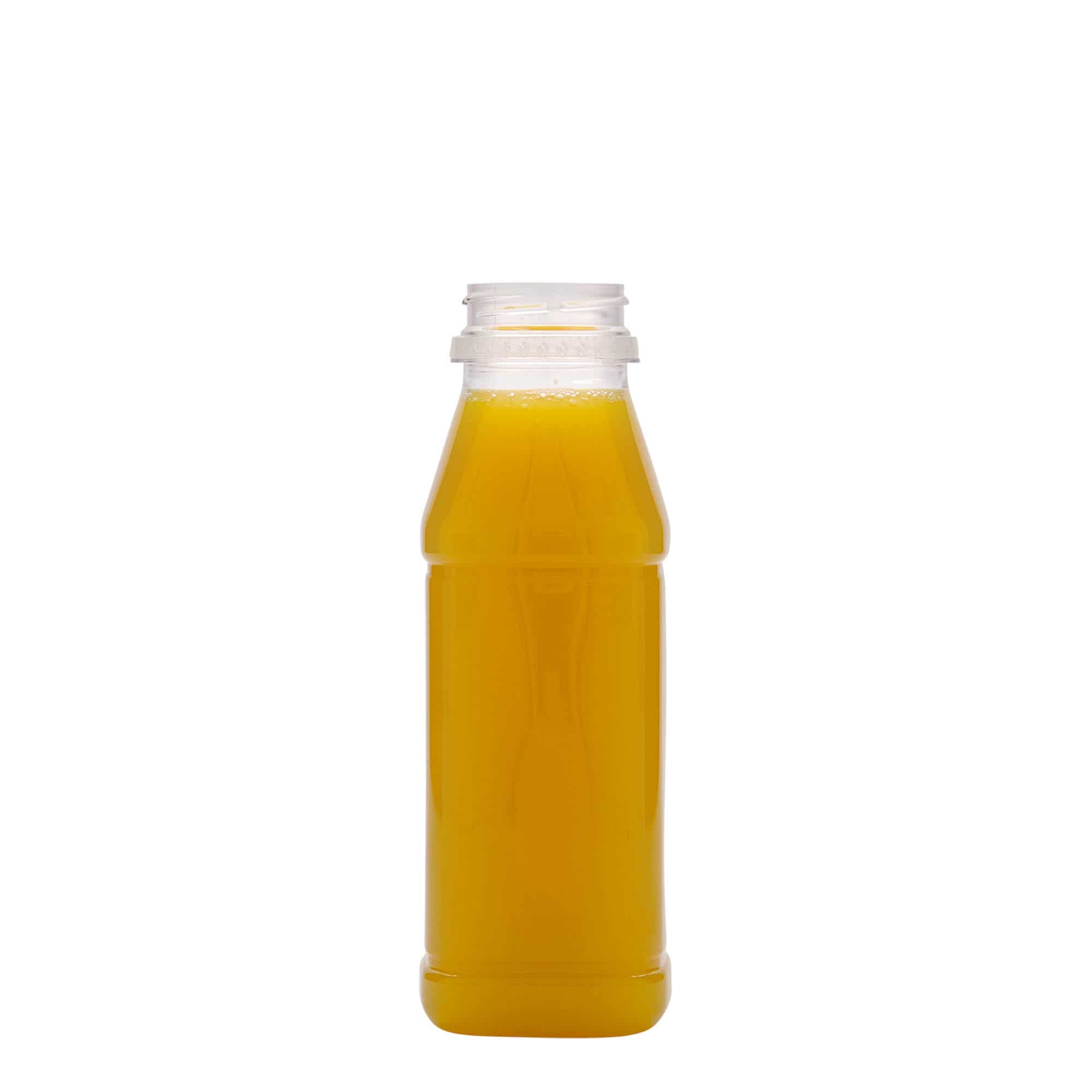 330 ml Bottiglia PET 'Milk and Juice Carré', quadrata, plastica, imboccatura: 38 mm
