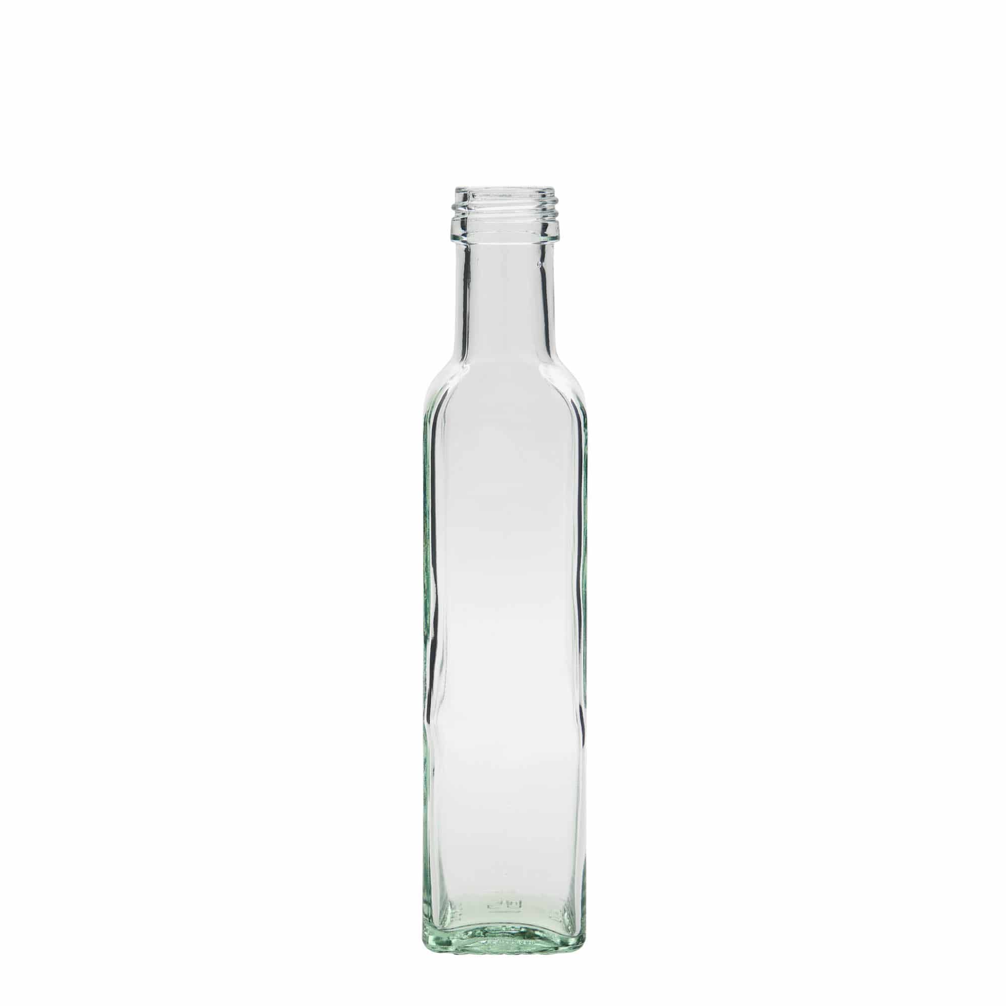 Bottiglia di vetro da 250 ml 'Marasca', quadrata, bocca: PP 31,5