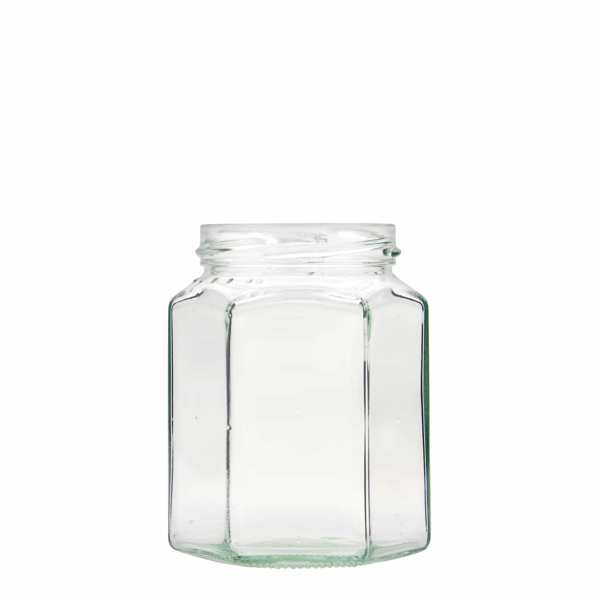 288 ml Vasetto esagonale, vetro, imboccatura: Twist-Off (TO 63) 288 ml Vasetto esagonale, vetro, imboccatura: Twist-Off (TO 63)