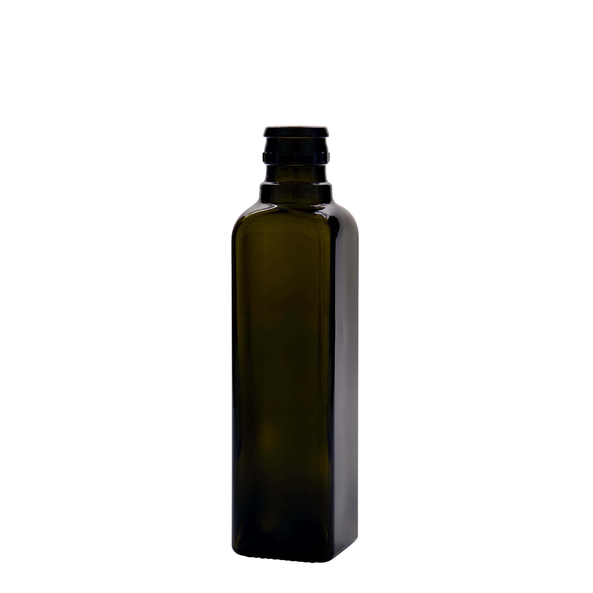 Bottiglia per aceto/olio da 250 ml 'Quadra', vetro, quadrata, verde antico, bocca: DOP Bottiglia per aceto/olio da 250 ml 'Quadra', vetro, quadrata, verde antico, bocca: DOP