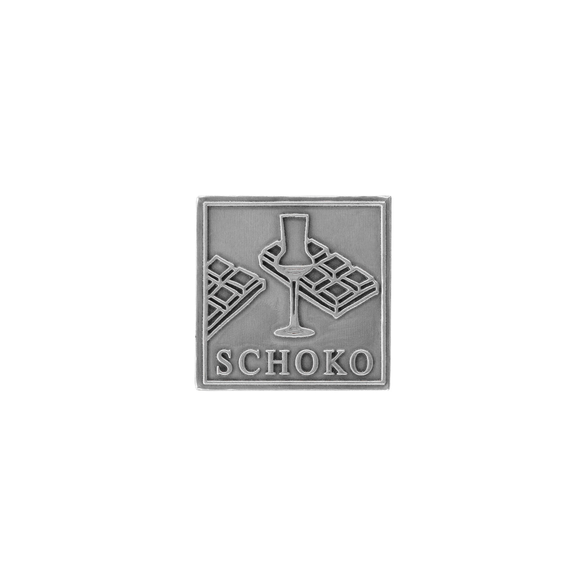 Etichetta in stagno 'Cioccolato', quadrata, metallo, argento Etichetta in stagno 'Cioccolato', quadrata, metallo, argento